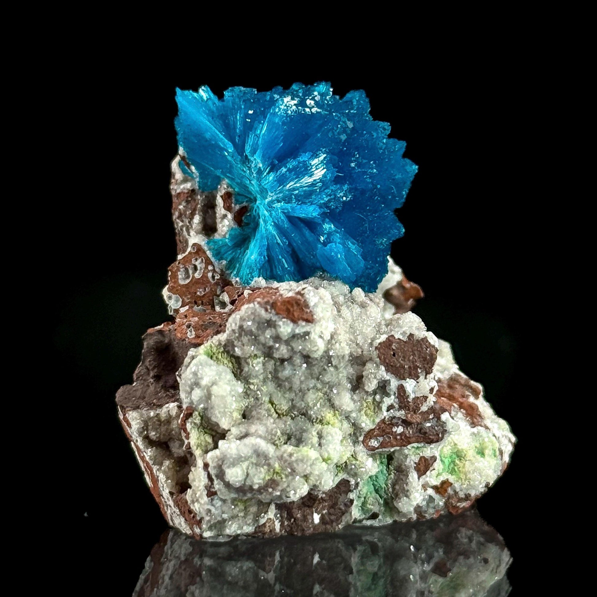 Deep Blue Cavansite on Matrix | crystal cluster, mineral specimen