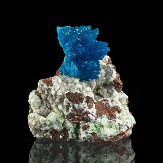Deep Blue Cavansite on Matrix | crystal cluster, mineral specimen