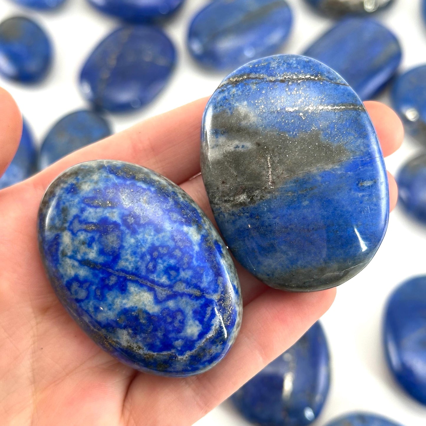 Lapis Lazuli Palm Stone | Polished Blue Crystal Worry Stone (Third Eye Chakra)