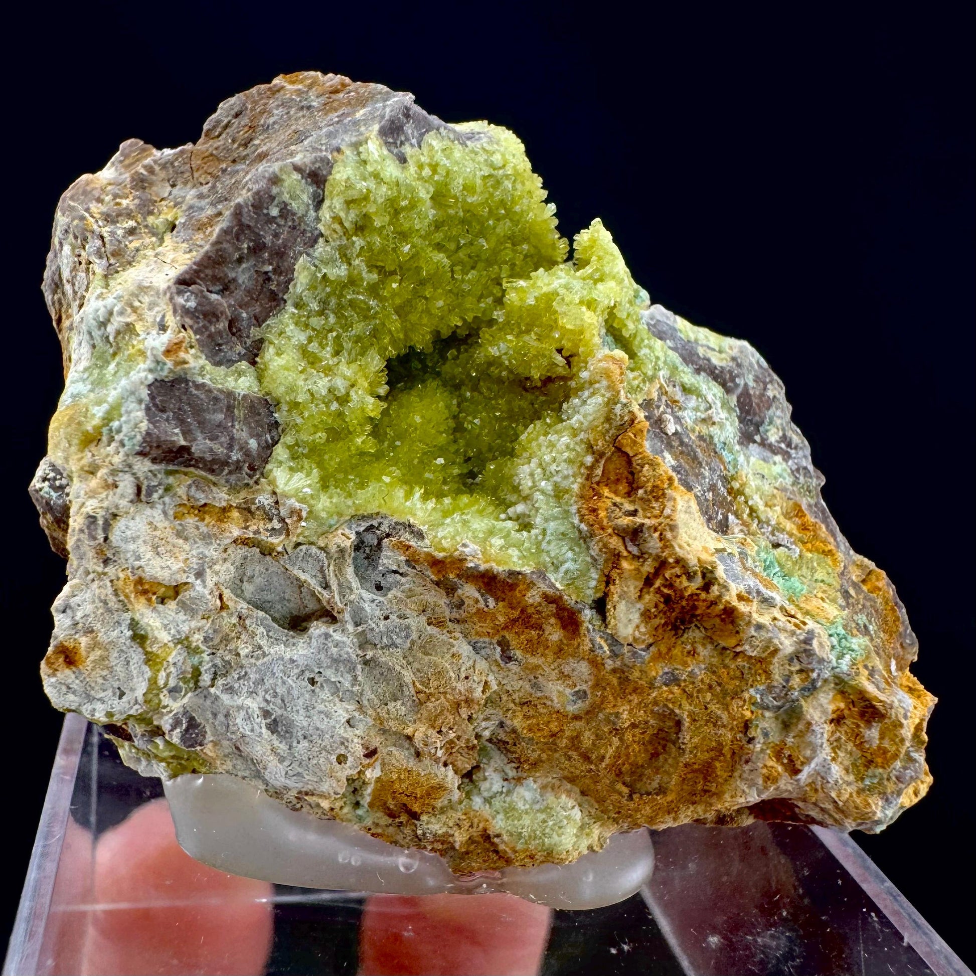 Wavellite with Turquoise | green crystal cluster, mineral specimen from Spain
