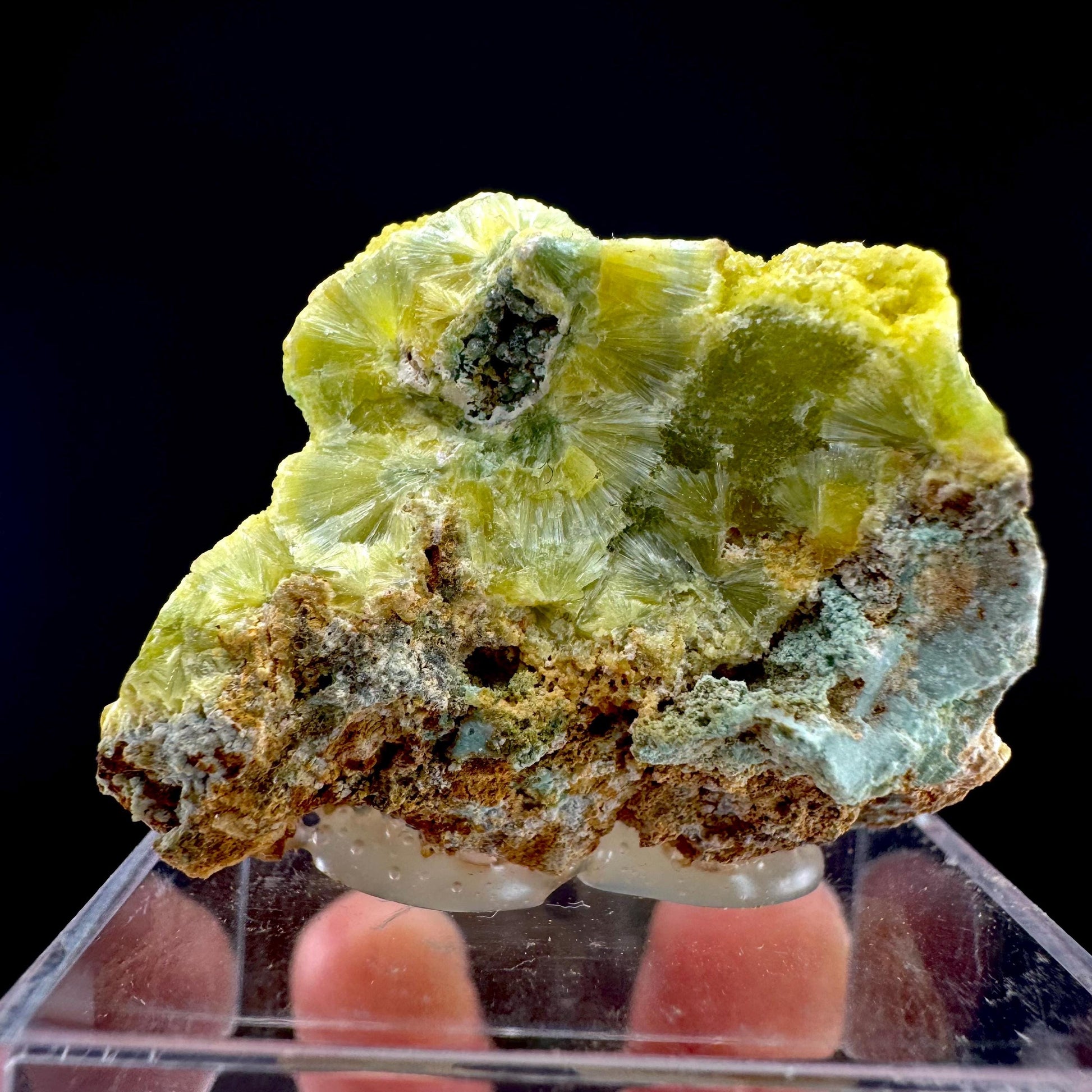 Wavellite with Turquoise | green crystal cluster, mineral specimen from Spain