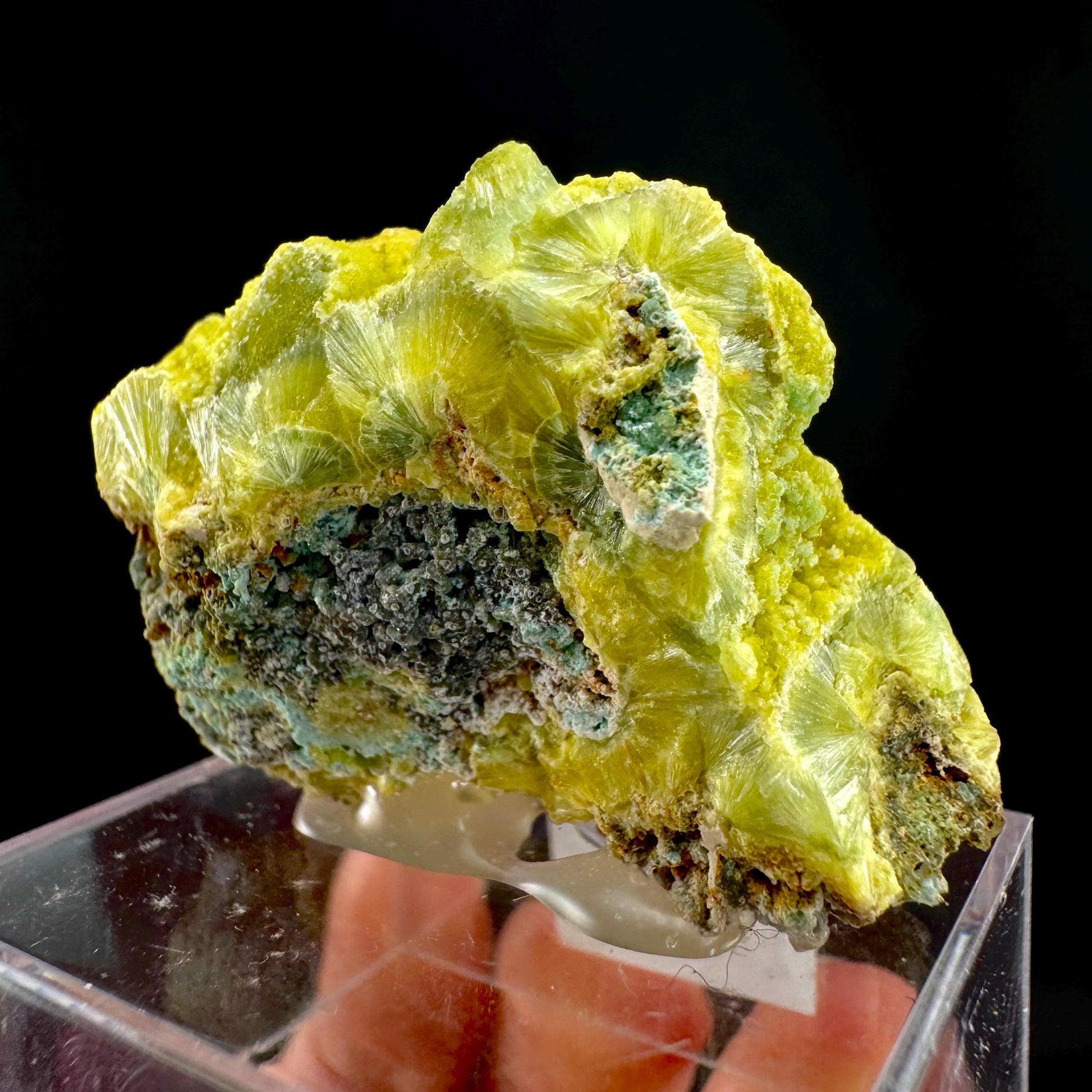 Wavellite with Turquoise | green crystal cluster, mineral specimen from Spain