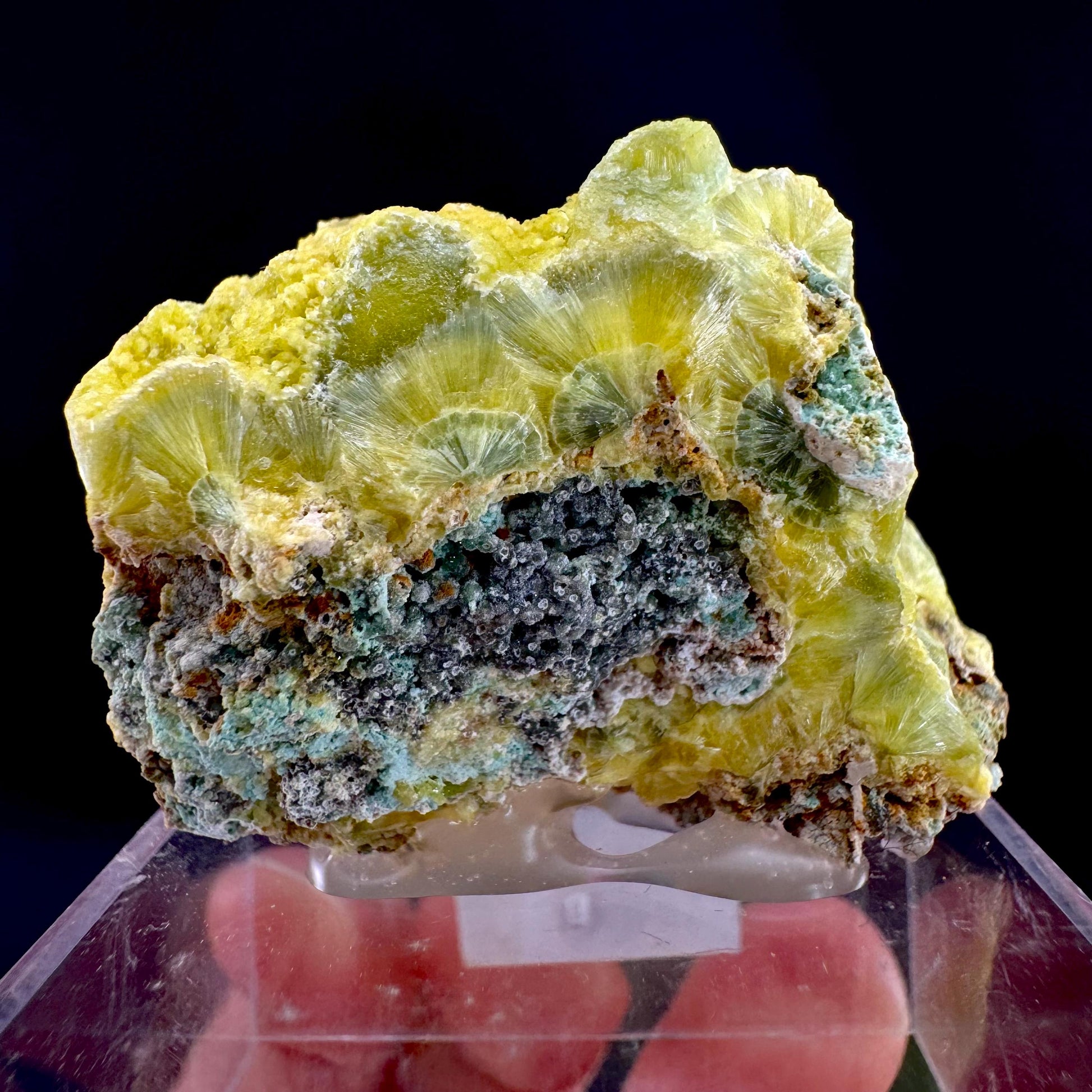 Wavellite with Turquoise | green crystal cluster, mineral specimen from Spain