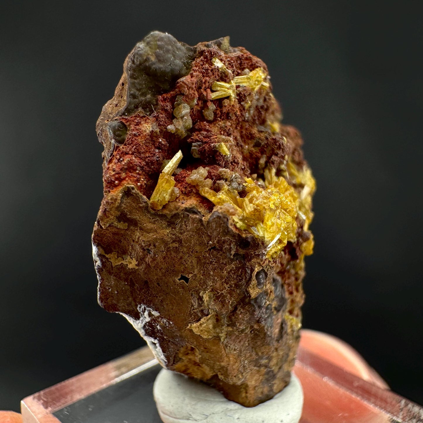 Legrandite | yellow crystal on matrix, rare mineral specimen