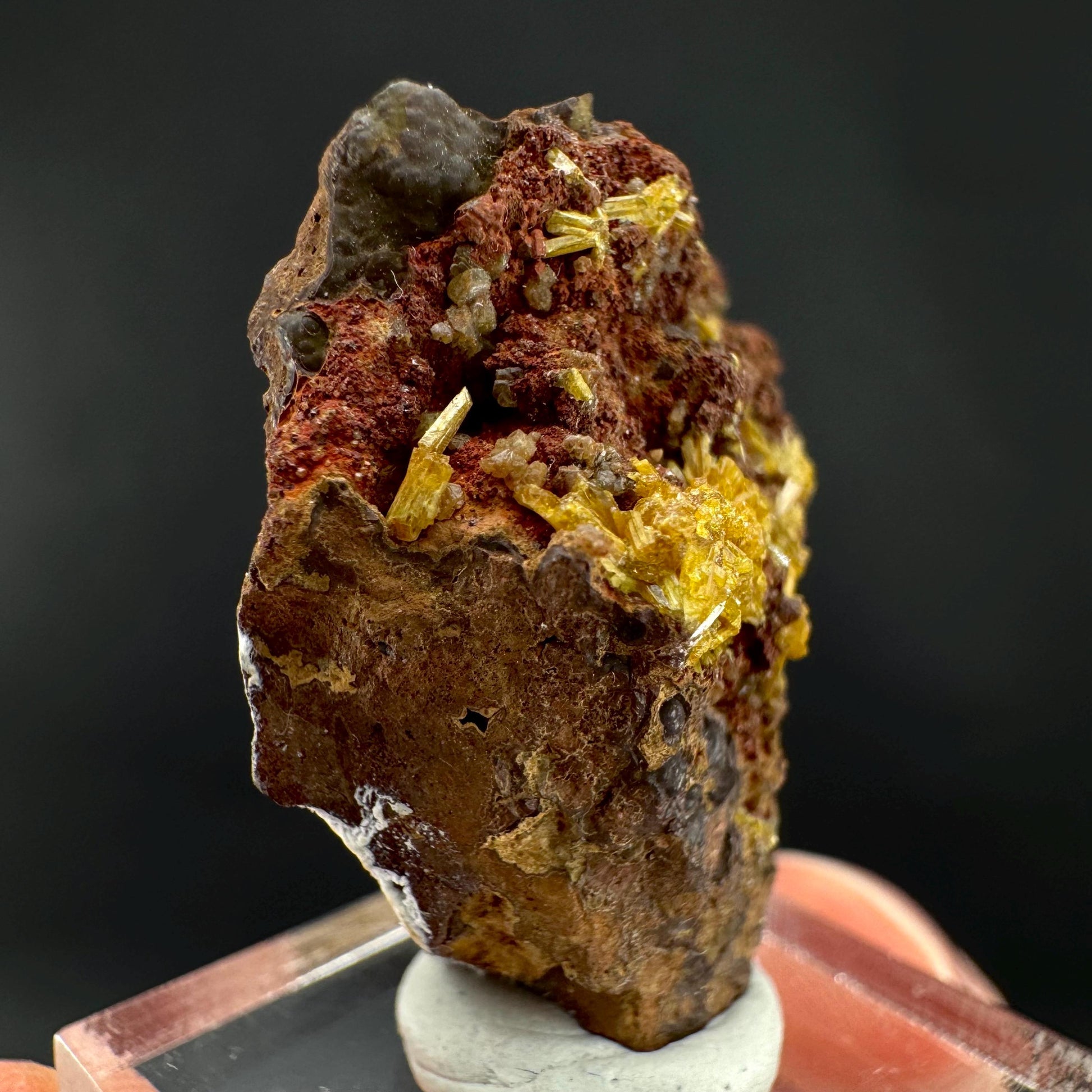Legrandite | yellow crystal on matrix, rare mineral specimen