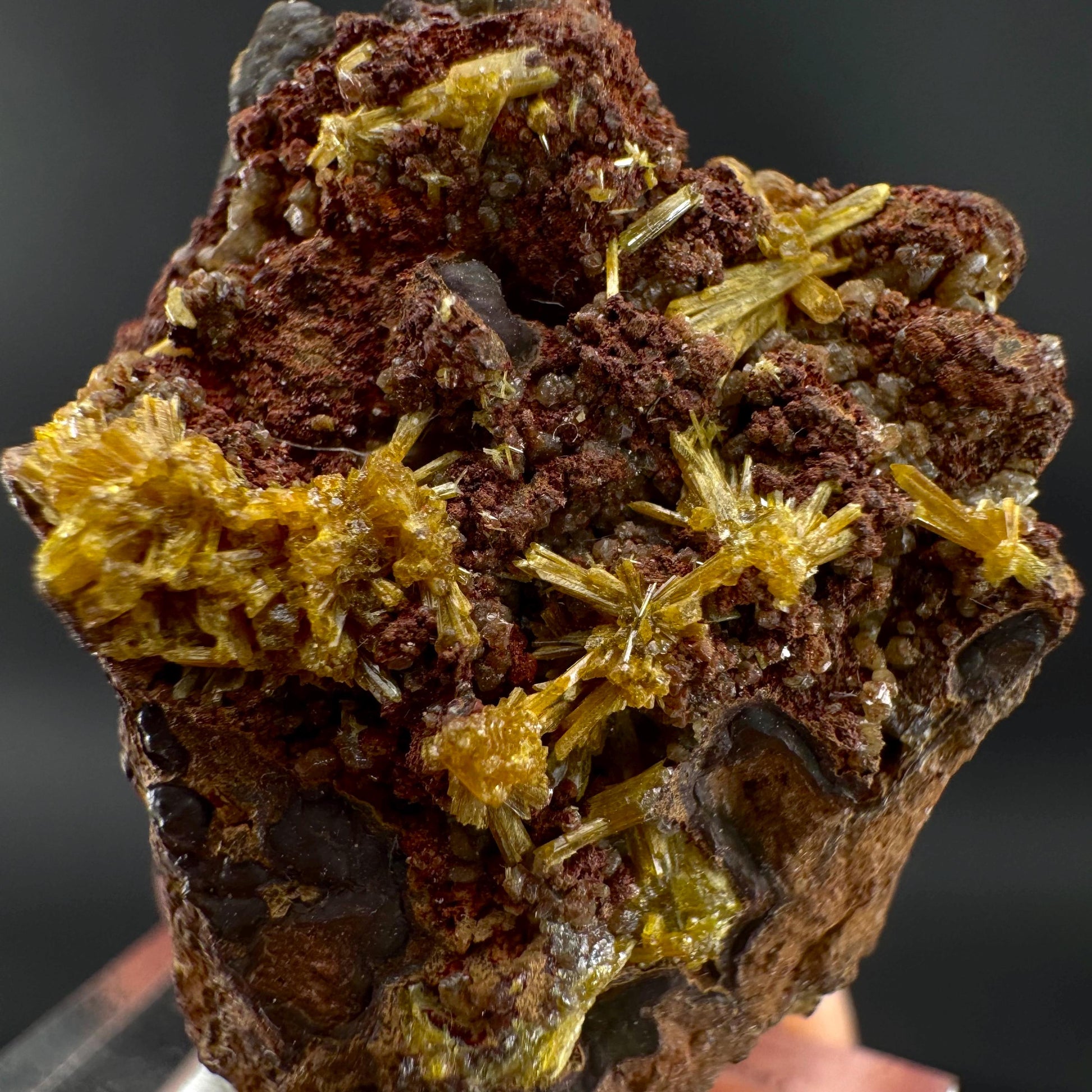 Legrandite | yellow crystal on matrix, rare mineral specimen