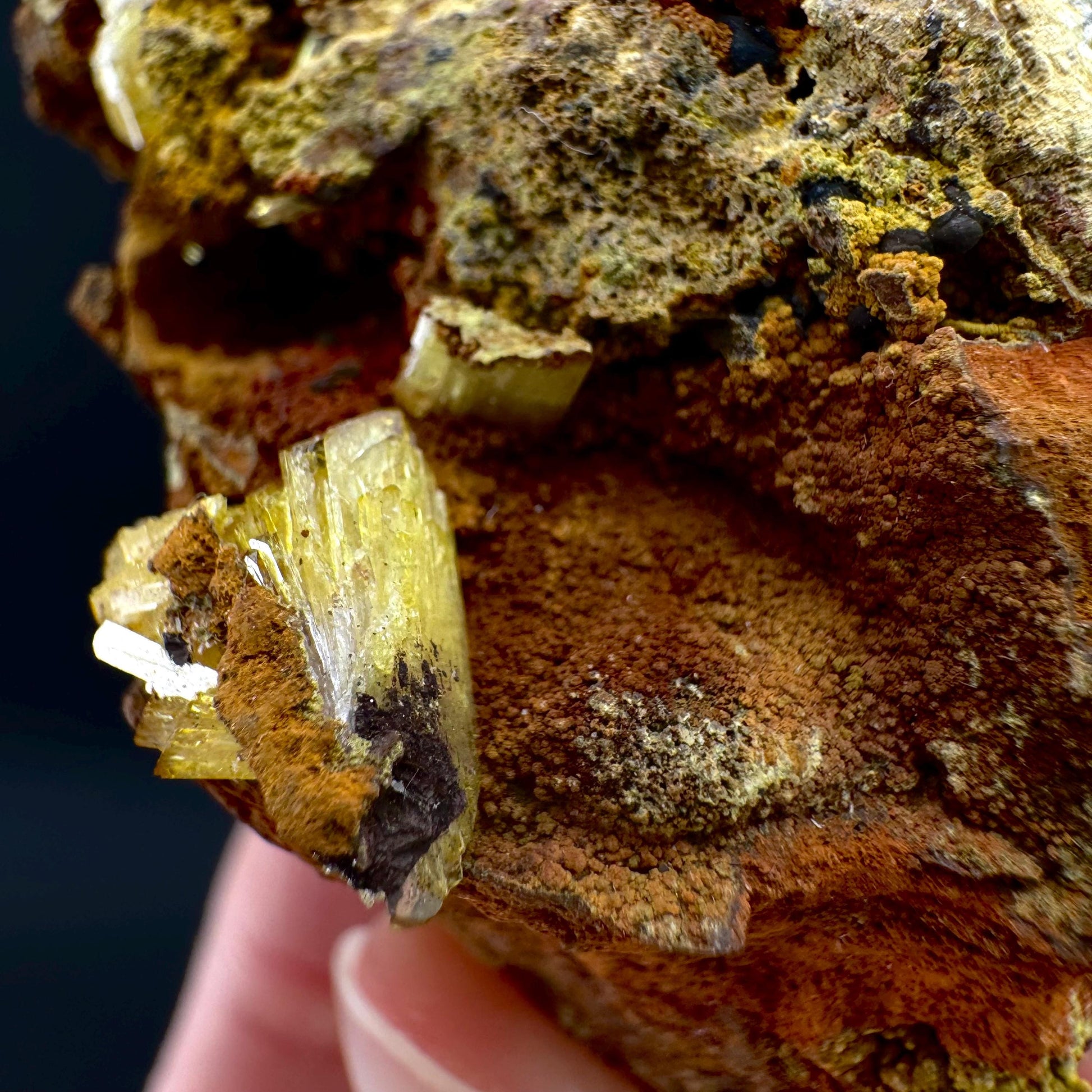Legrandite | yellow crystal on matrix, rare mineral specimen
