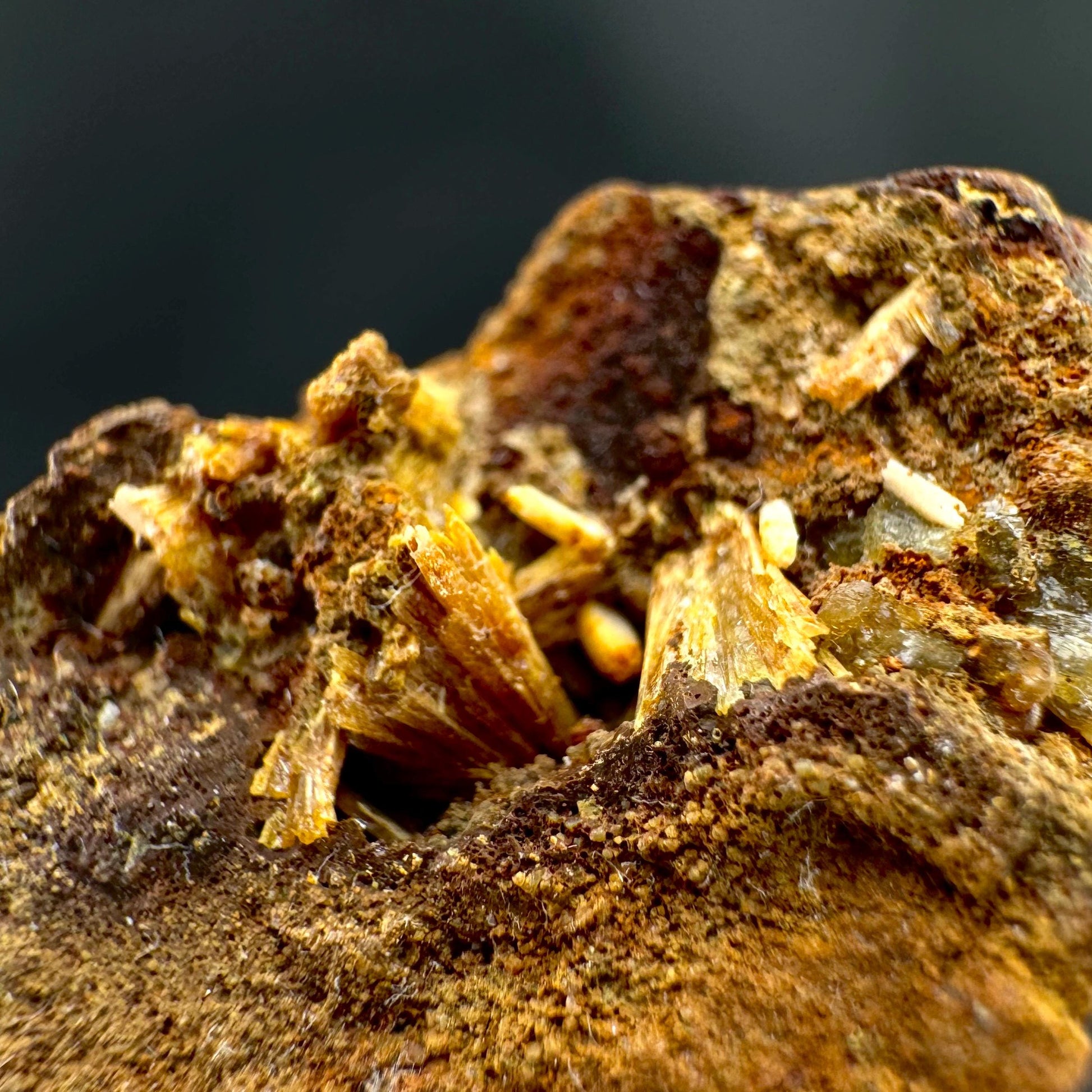 Legrandite | yellow crystal on matrix, rare mineral specimen