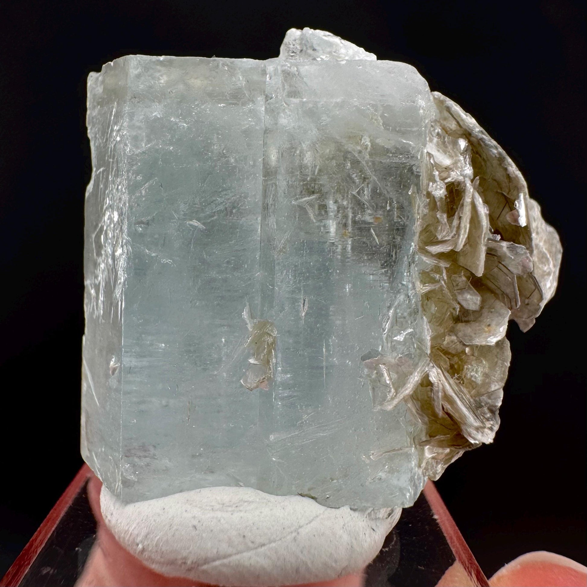 Aquamarine with Muscovite | terminated blue beryl crystal, natural mineral specimen
