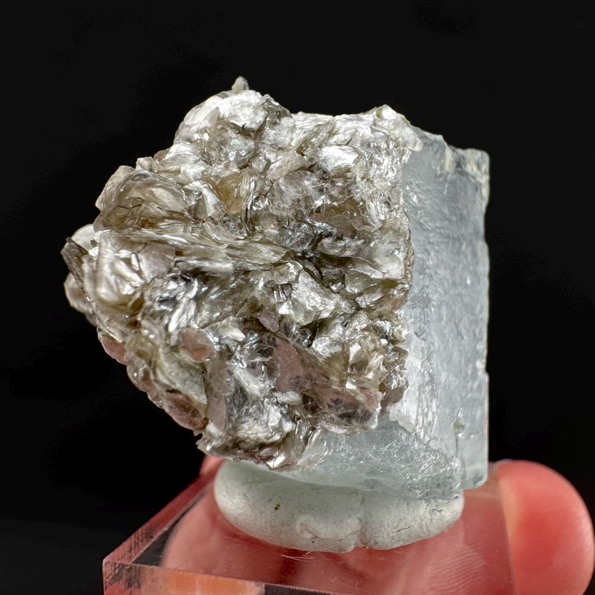 Aquamarine with Muscovite | terminated blue beryl crystal, natural mineral specimen