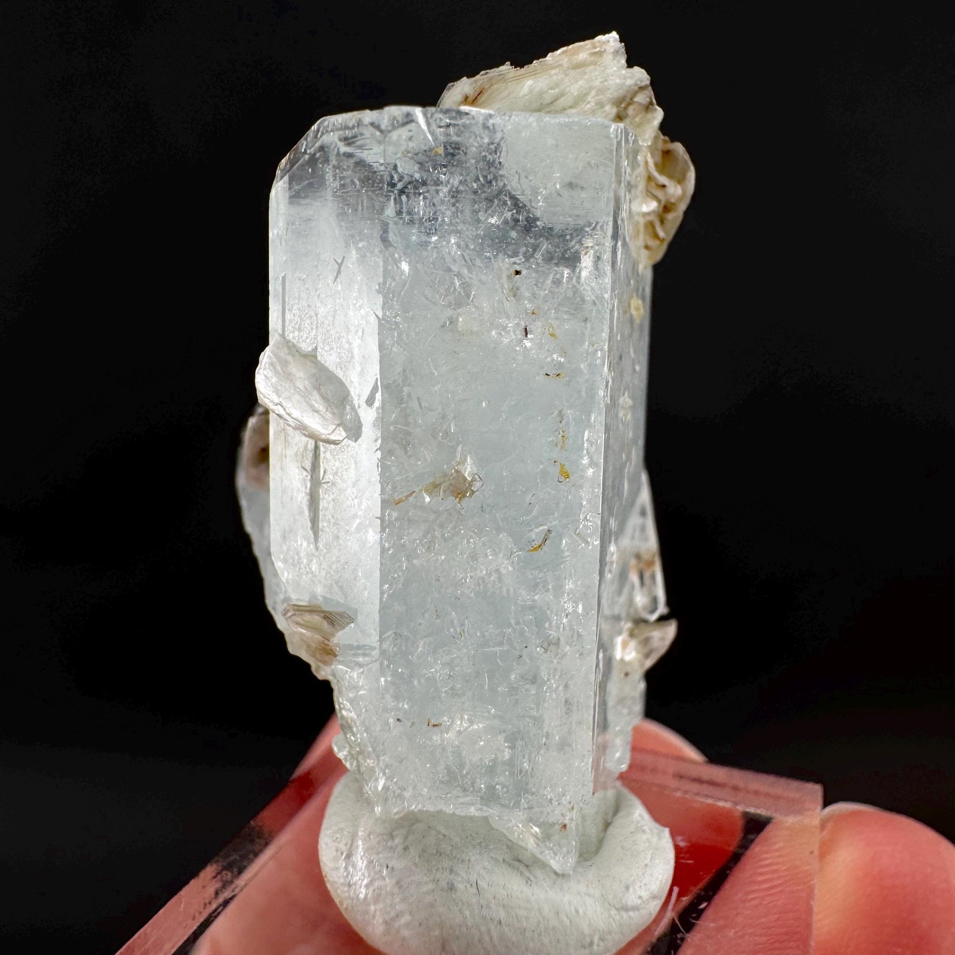 Aquamarine with Muscovite | terminated blue beryl crystal, natural mineral specimen
