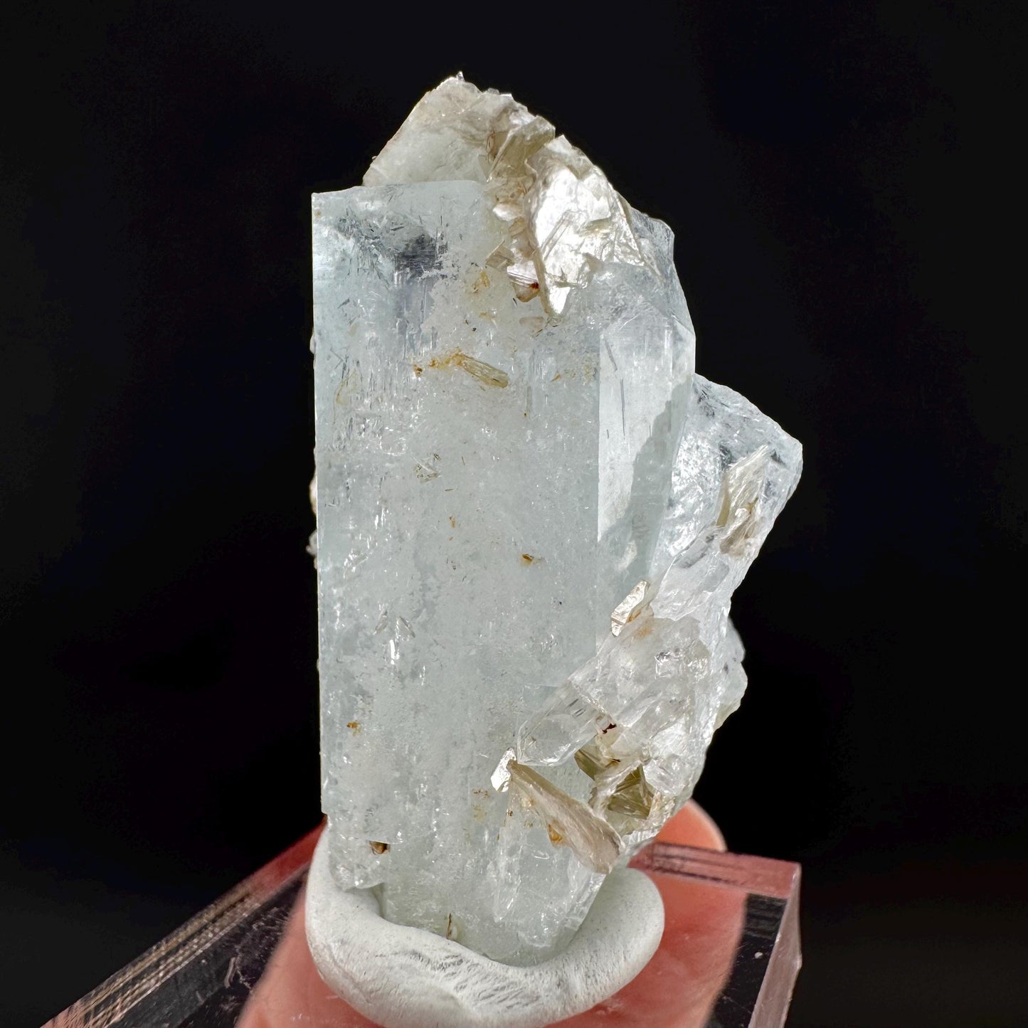 Aquamarine with Muscovite | terminated blue beryl crystal, natural mineral specimen