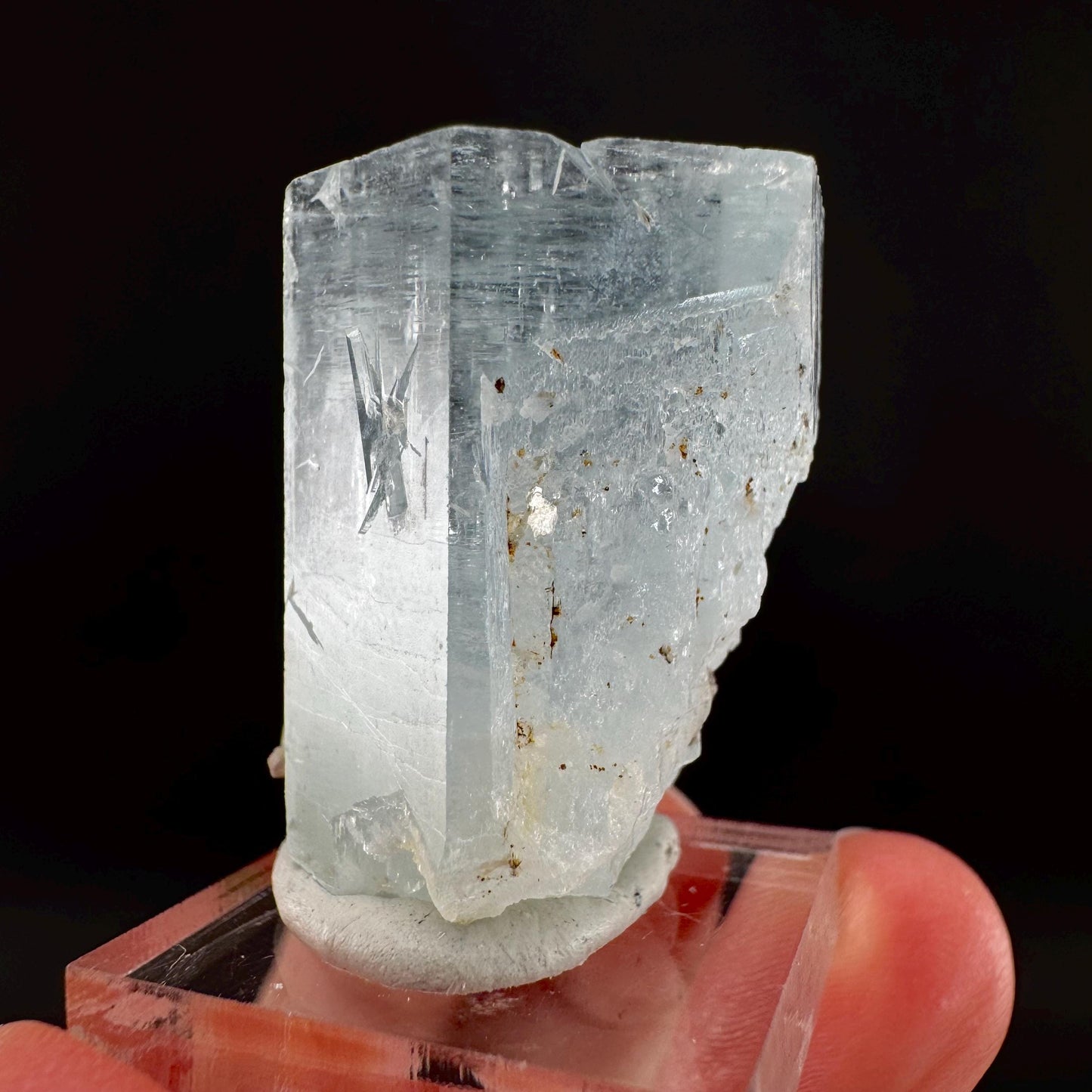 Aquamarine with Muscovite | terminated blue beryl crystal, natural mineral specimen
