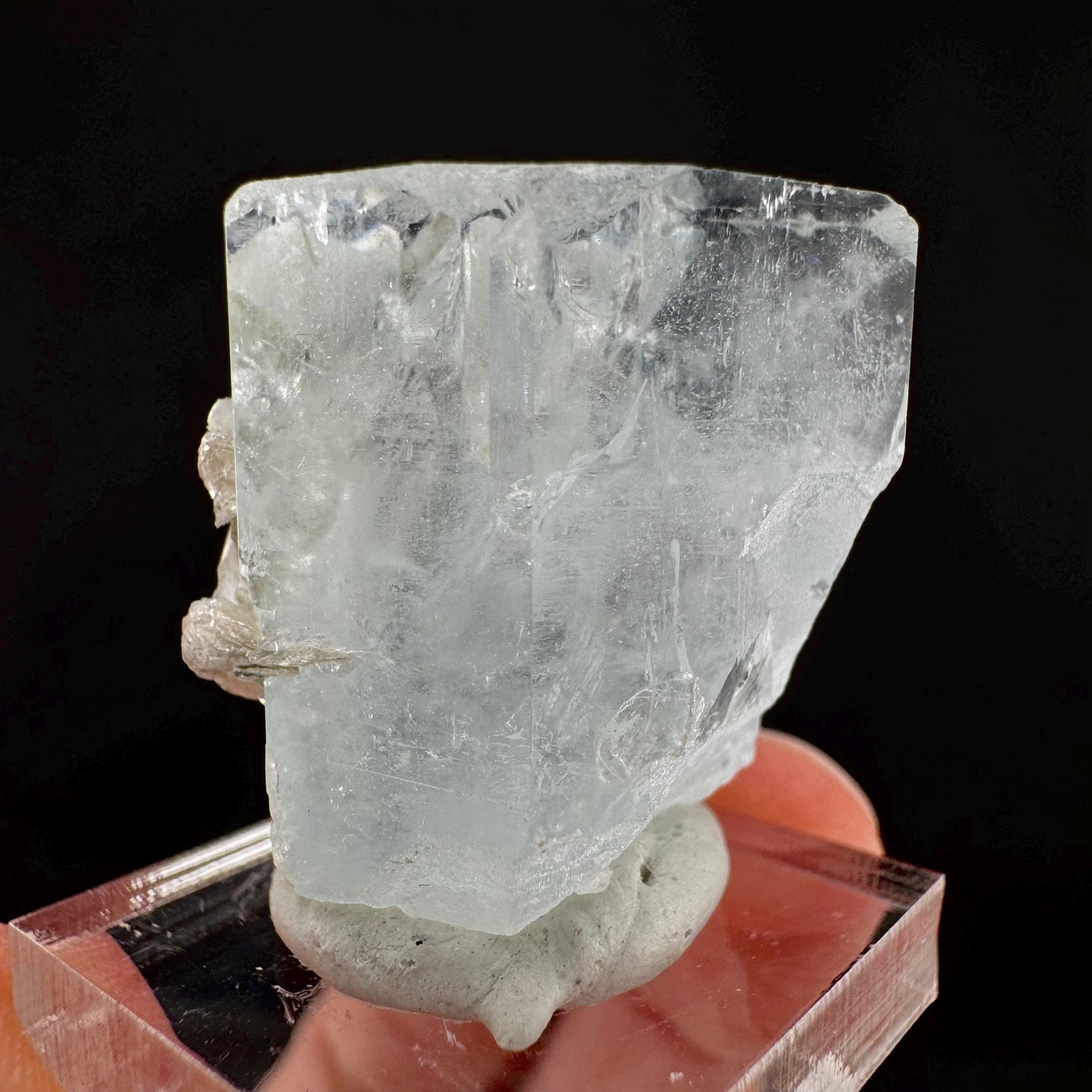 Aquamarine with Muscovite | terminated blue beryl crystal, natural mineral specimen