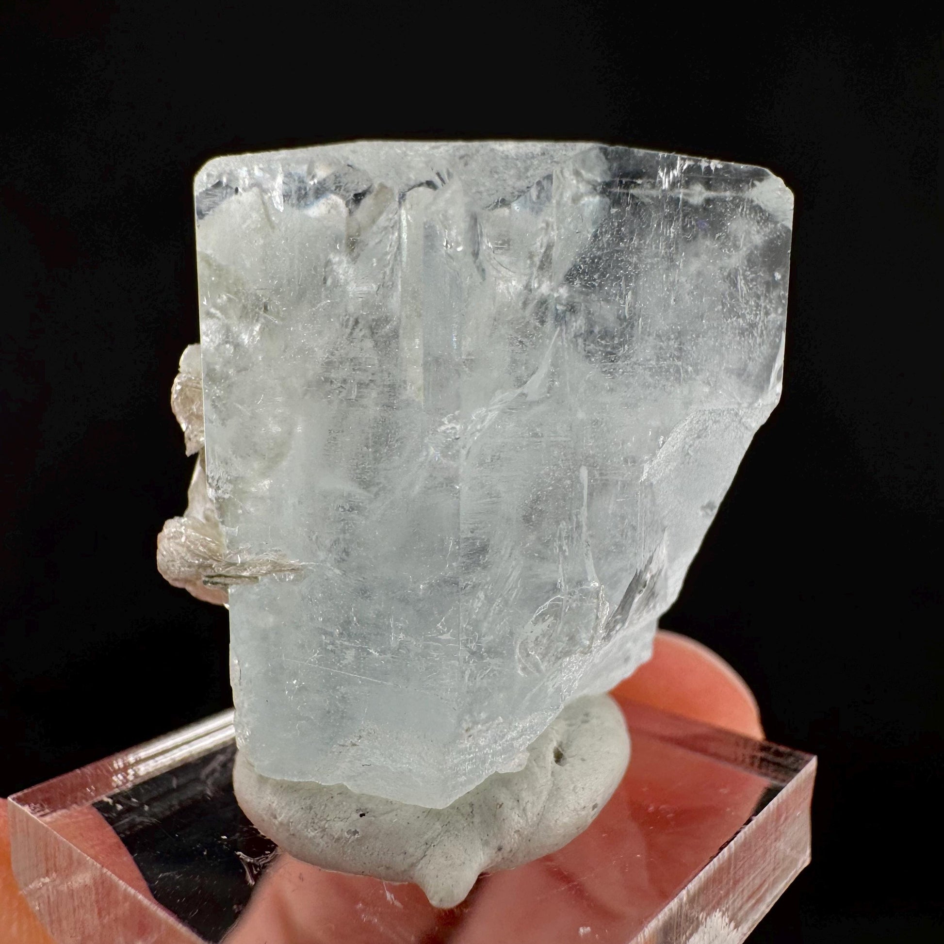Aquamarine with Muscovite | terminated blue beryl crystal, natural mineral specimen