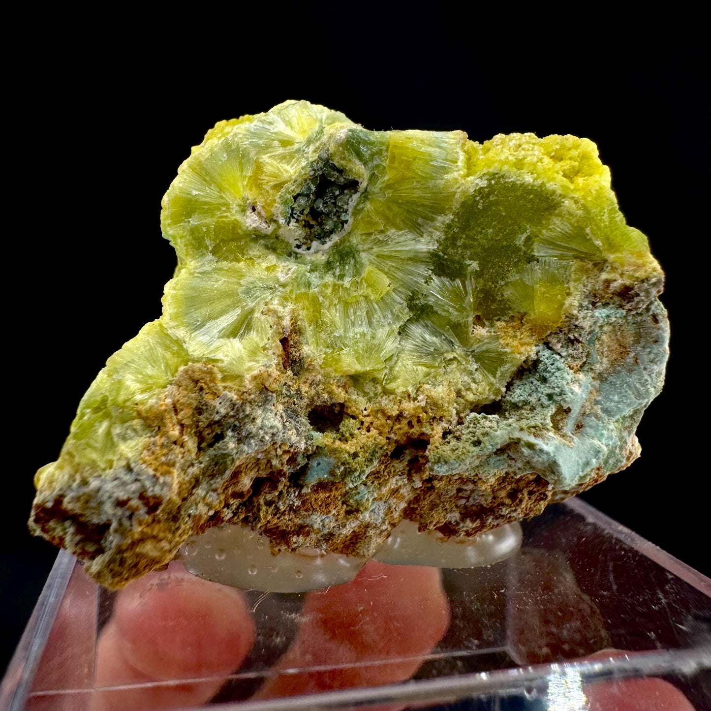 Wavellite with Turquoise | green crystal cluster, mineral specimen from Spain
