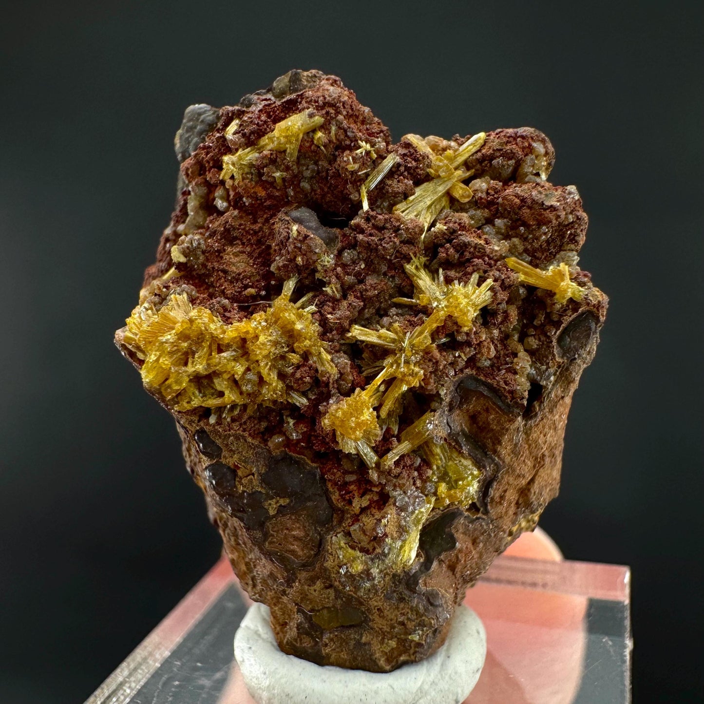 Legrandite | yellow crystal on matrix, rare mineral specimen