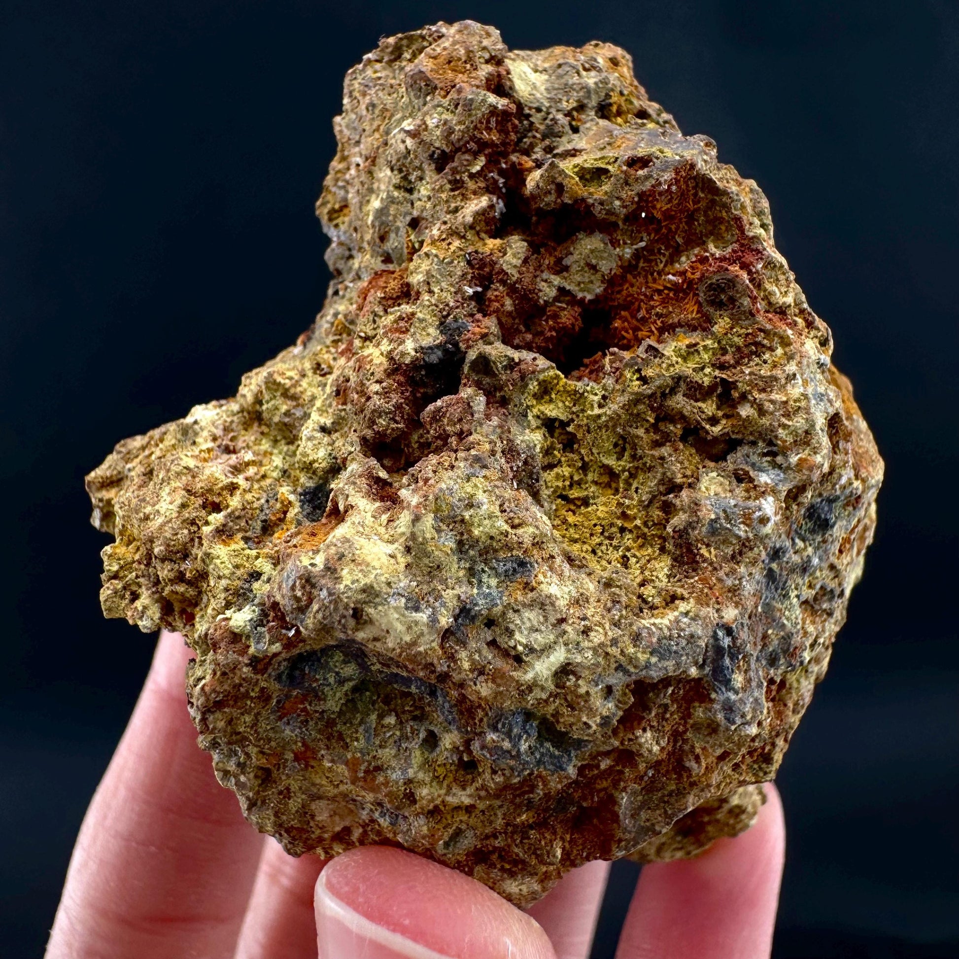 Legrandite | yellow crystal on matrix, rare mineral specimen