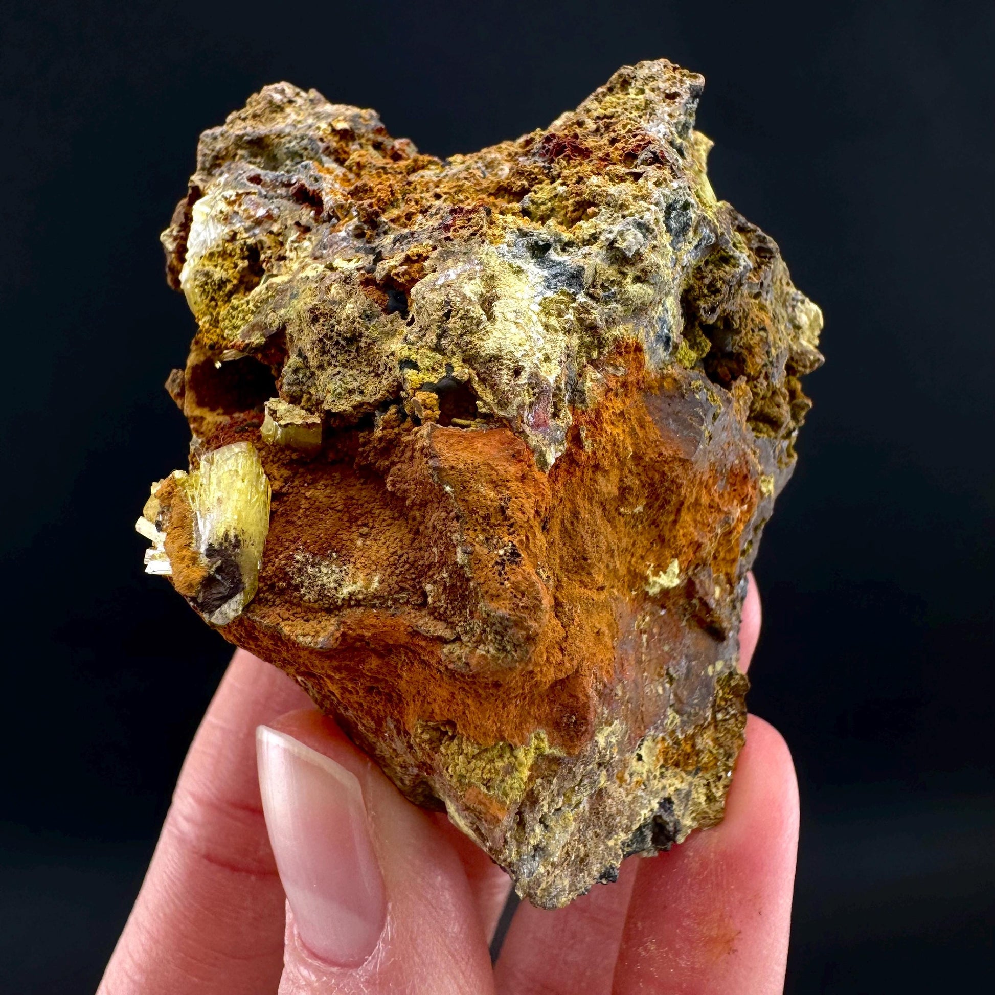 Legrandite | yellow crystal on matrix, rare mineral specimen