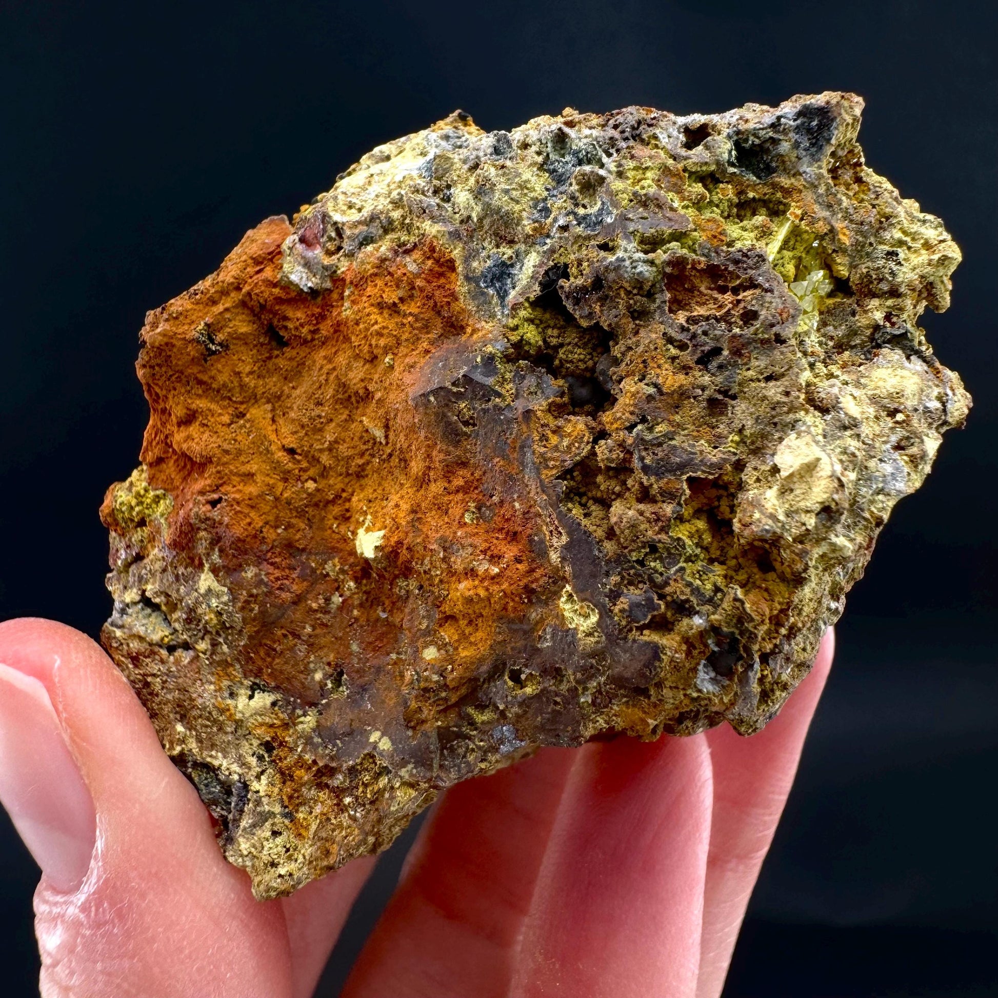 Legrandite | yellow crystal on matrix, rare mineral specimen