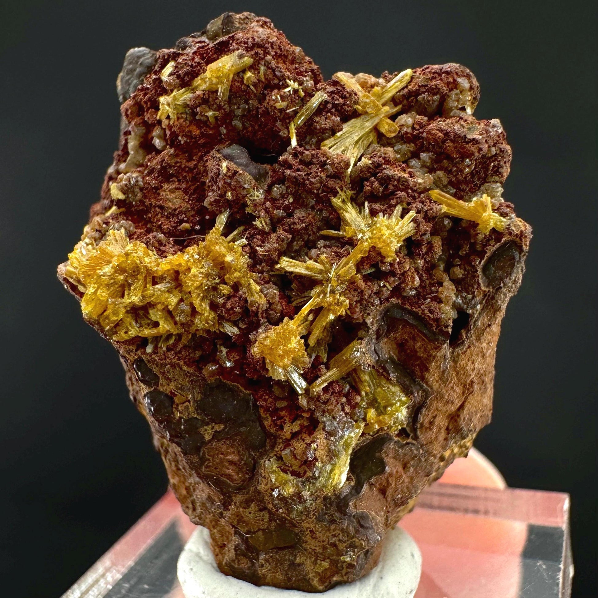 Legrandite | yellow crystal on matrix, rare mineral specimen
