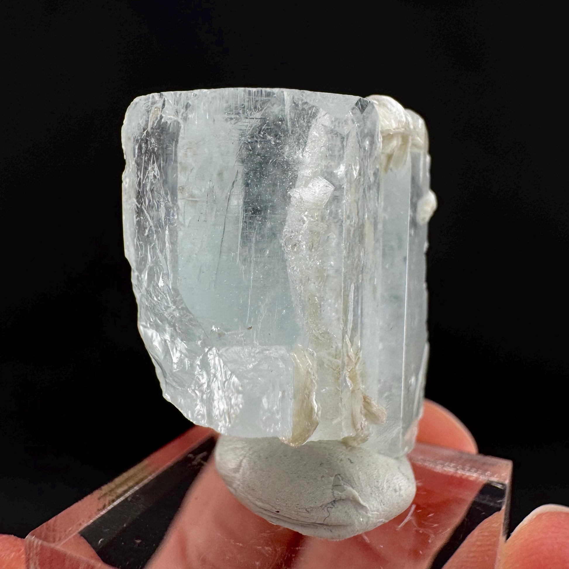 Aquamarine with Muscovite | terminated blue beryl crystal, natural mineral specimen