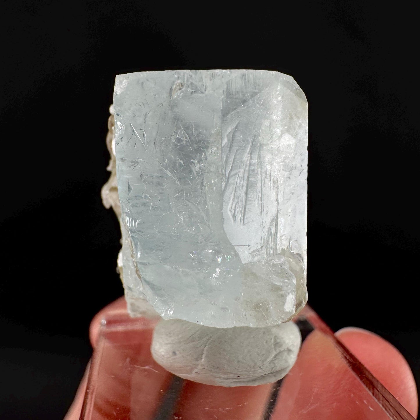 Aquamarine with Muscovite | terminated blue beryl crystal, natural mineral specimen