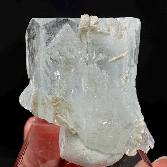 Aquamarine with Muscovite | terminated blue beryl crystal, natural mineral specimen