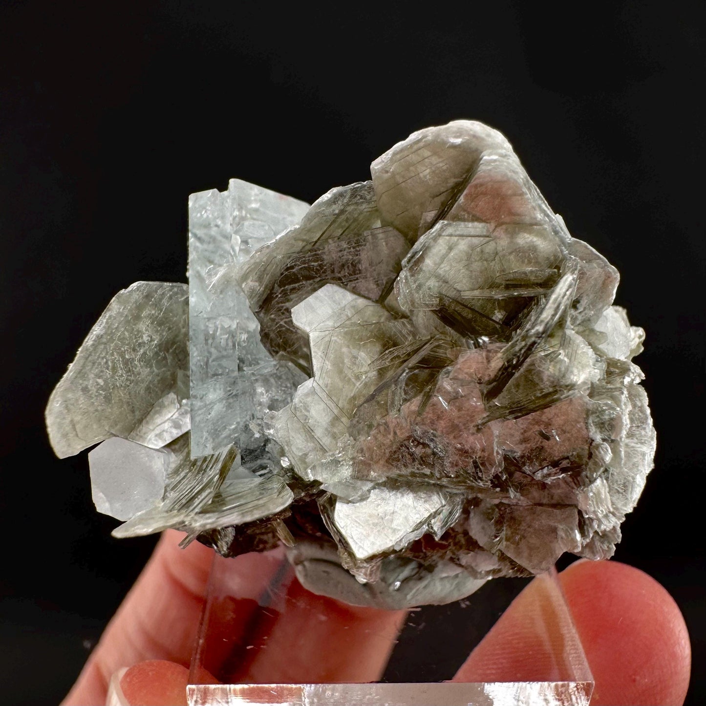 Aquamarine with Muscovite | terminated blue beryl crystal, natural mineral specimen