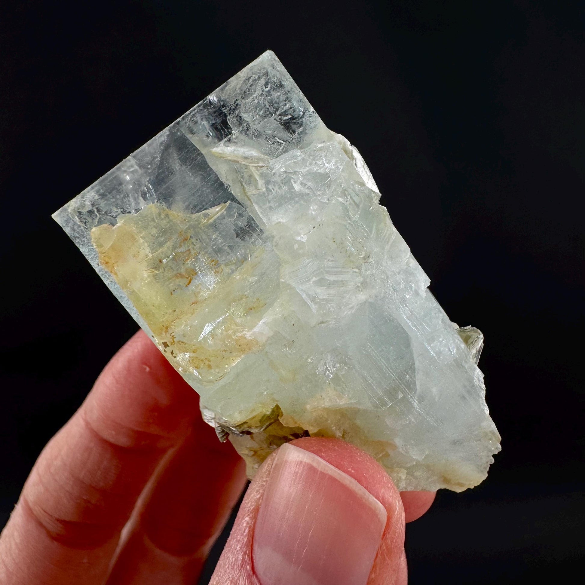 Aquamarine with Muscovite | terminated blue beryl crystal, natural mineral specimen