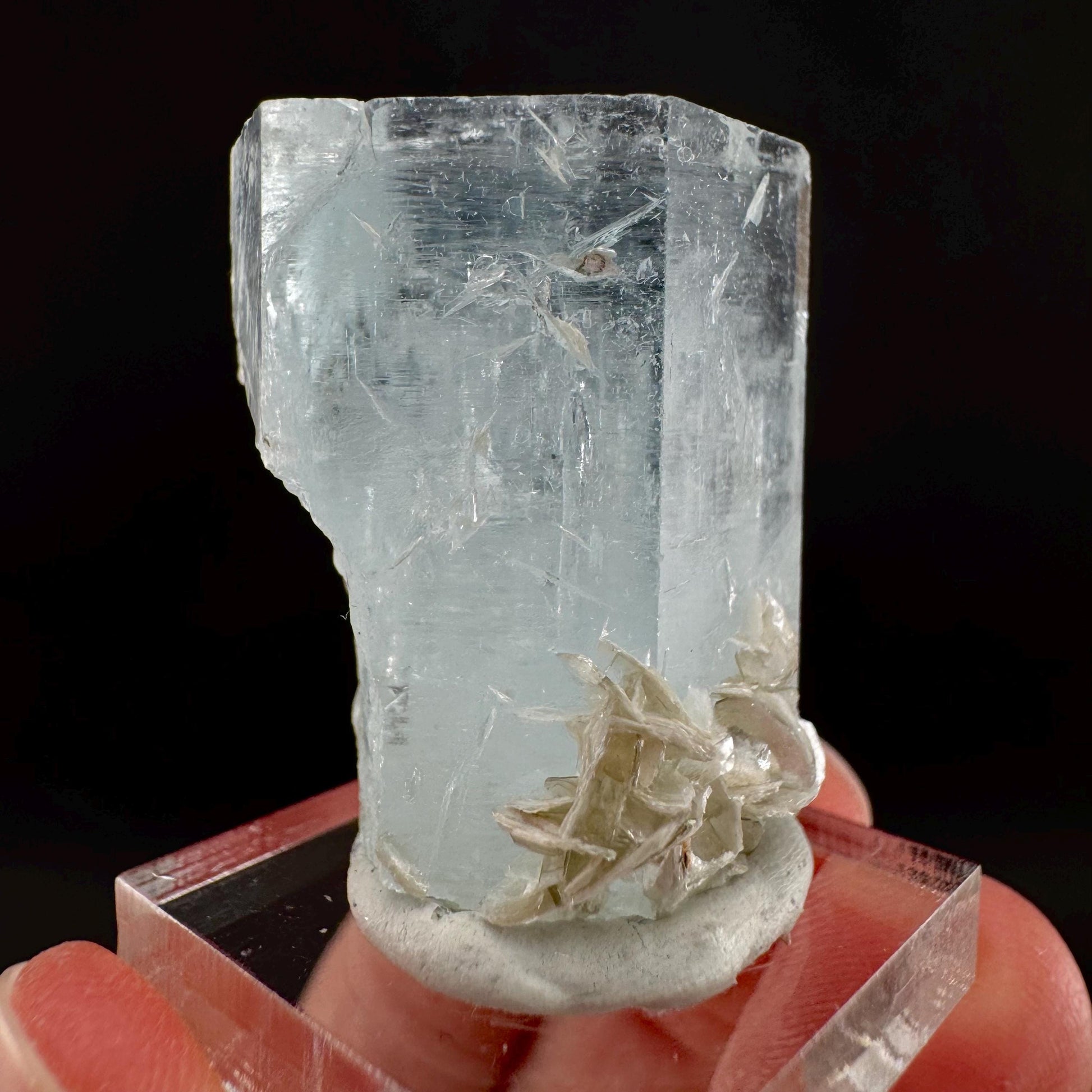 Aquamarine with Muscovite | terminated blue beryl crystal, natural mineral specimen