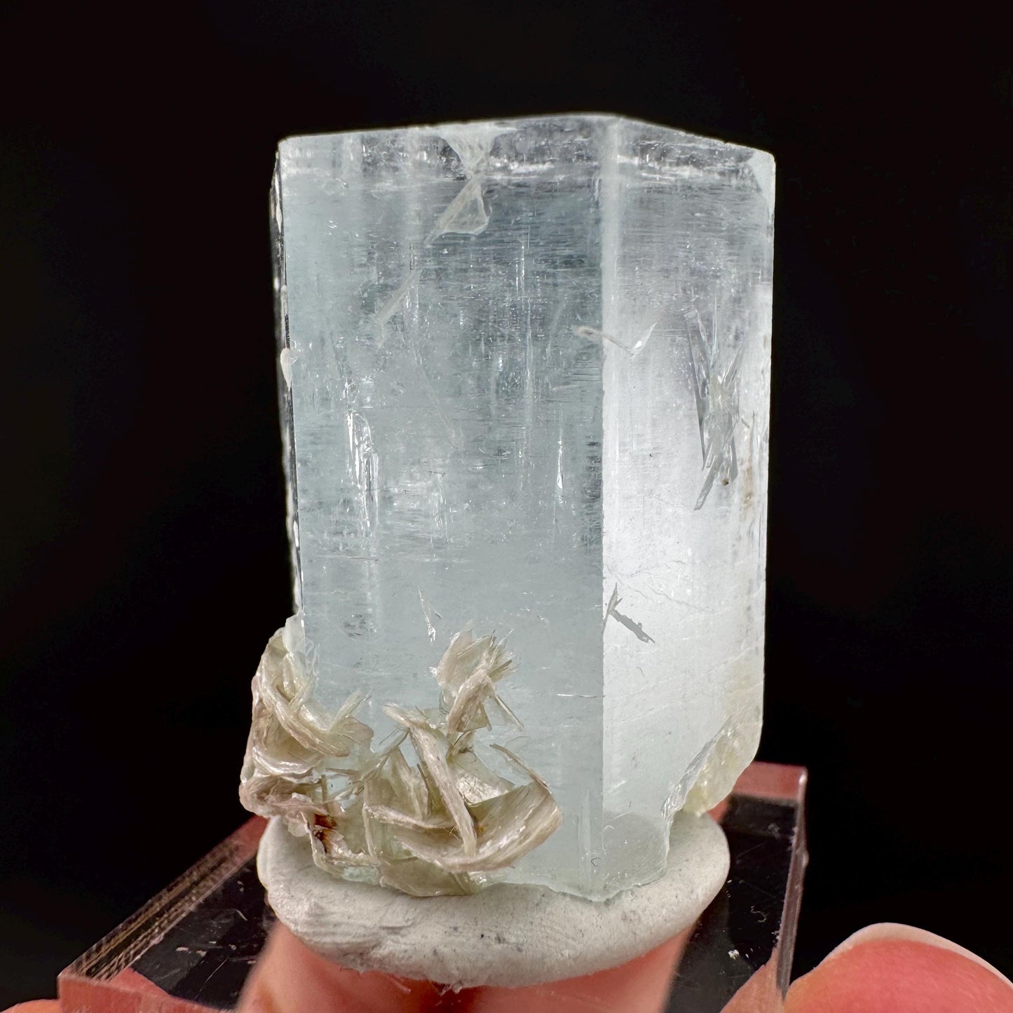 Aquamarine with Muscovite | terminated blue beryl crystal, natural mineral specimen