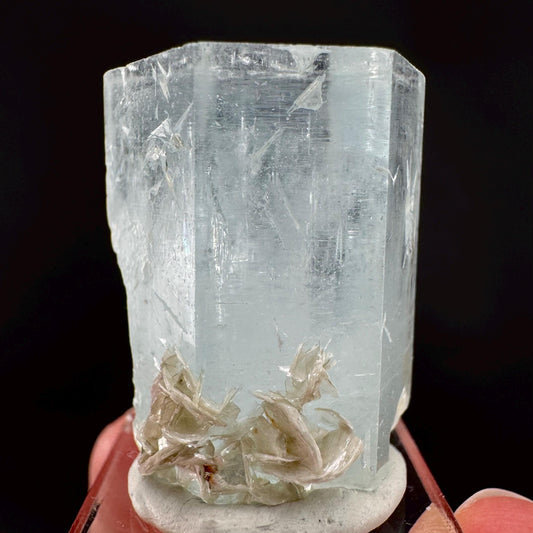 Aquamarine with Muscovite | terminated blue beryl crystal, natural mineral specimen