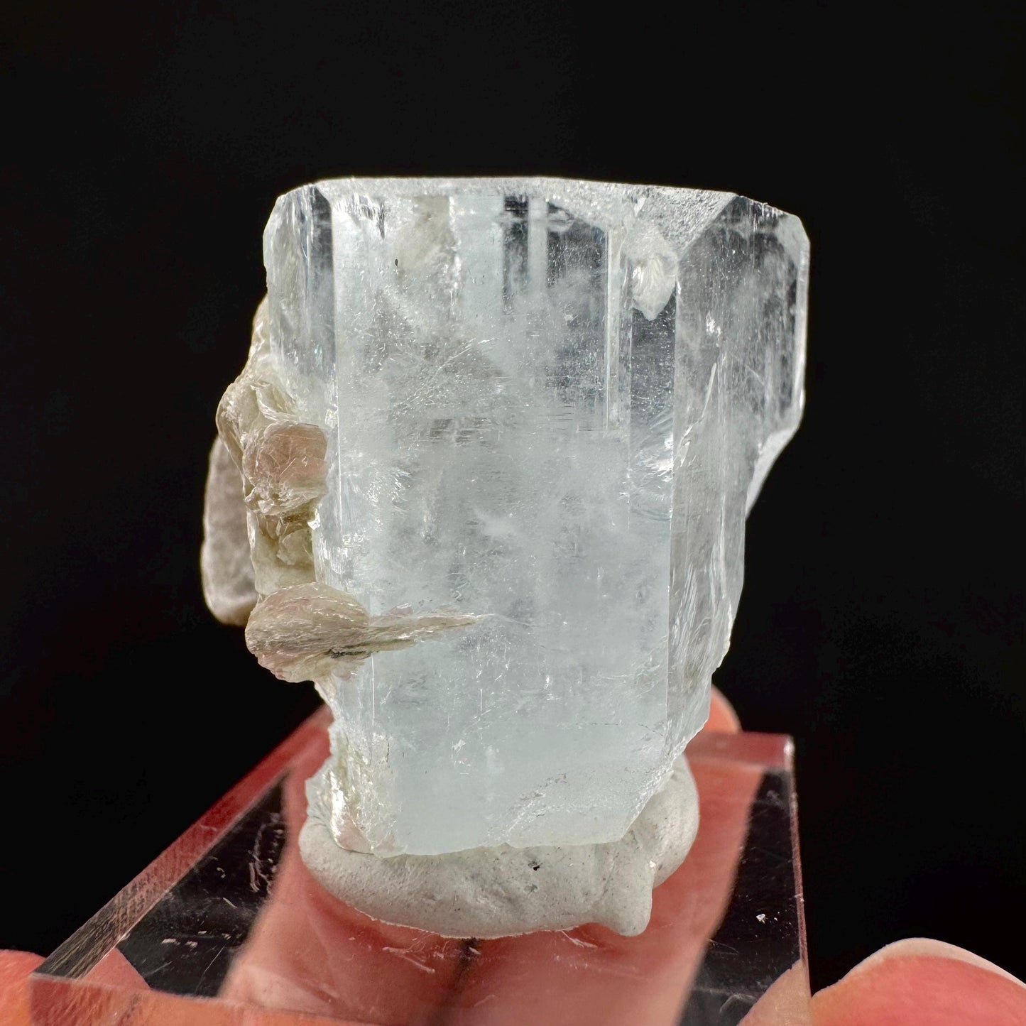 Aquamarine with Muscovite | terminated blue beryl crystal, natural mineral specimen