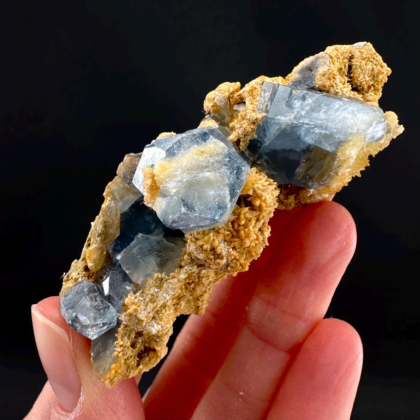 Celestite on Calcite | raw blue celestine crystal cluster, natural mineral specimen