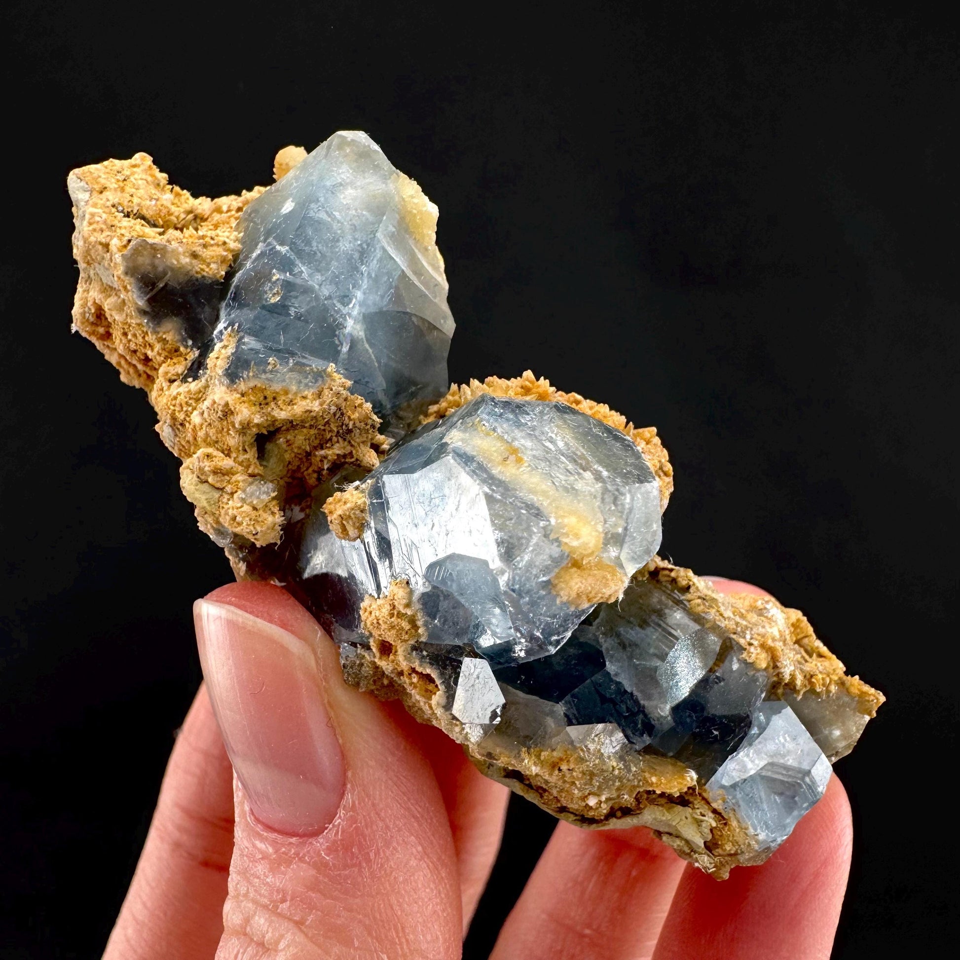 Celestite on Calcite | raw blue celestine crystal cluster, natural mineral specimen