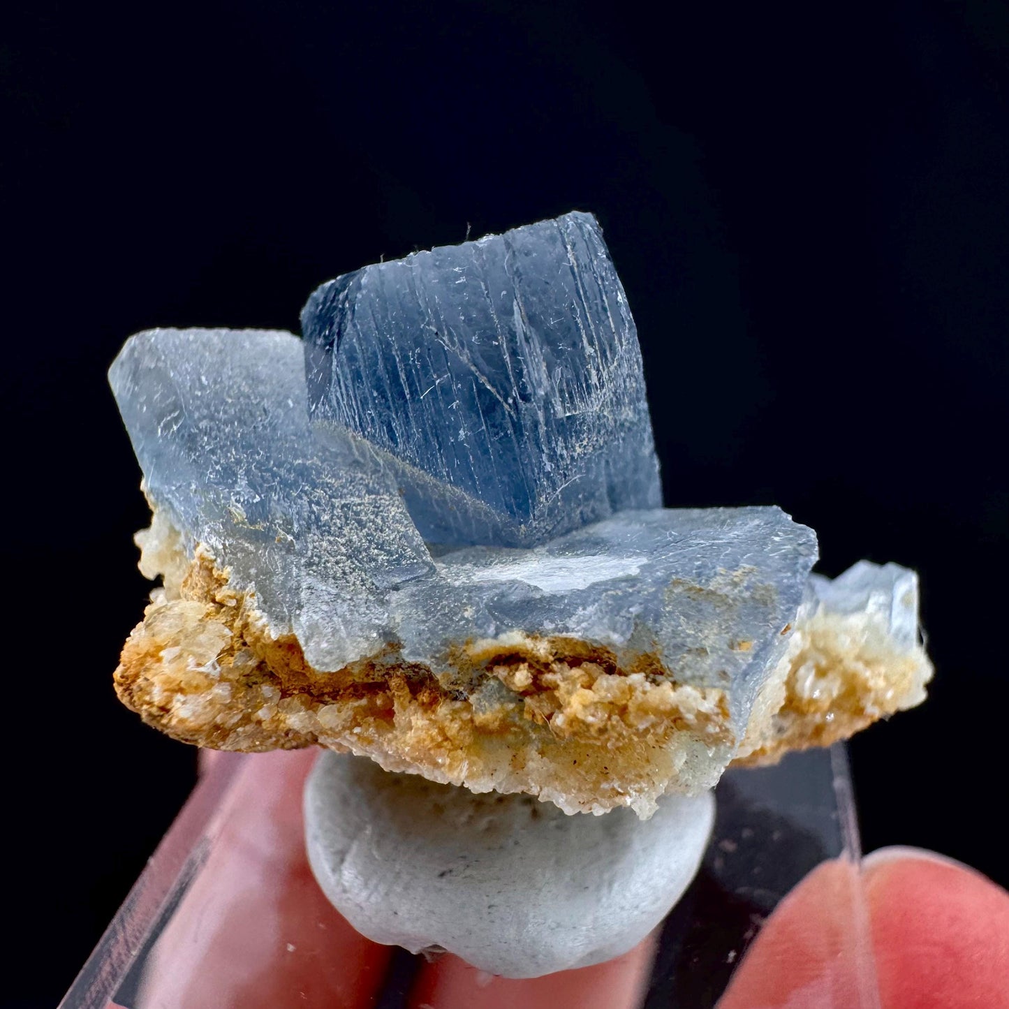 Celestite on Calcite | raw blue celestine crystal cluster, natural mineral specimen