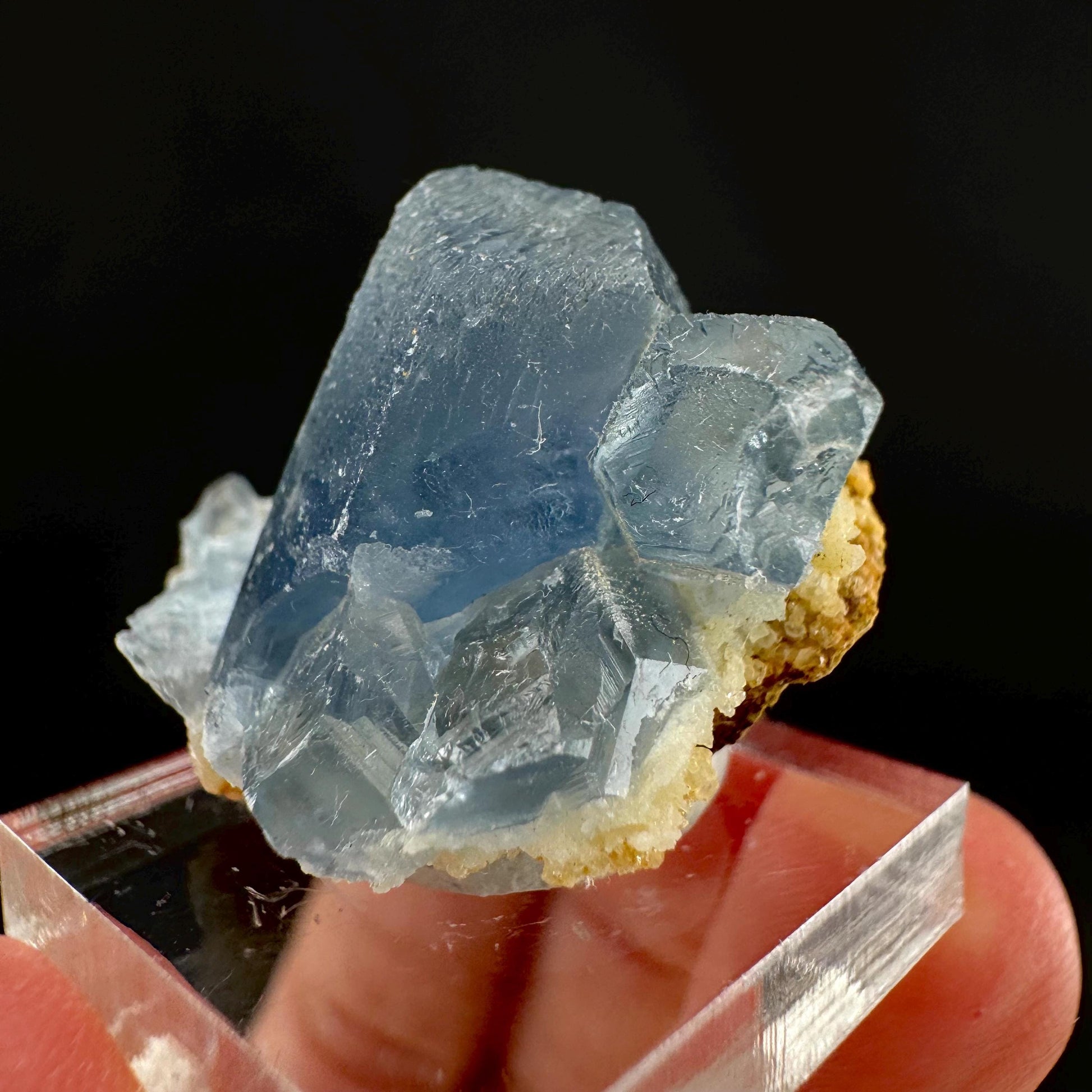 Celestite on Calcite | raw blue celestine crystal cluster, natural mineral specimen