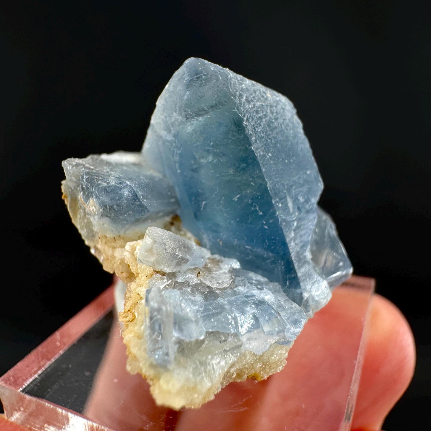 Celestite on Calcite | raw blue celestine crystal cluster, natural mineral specimen