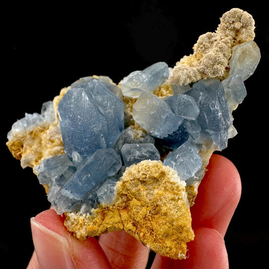 Celestite on Calcite | raw blue celestine crystal cluster, natural mineral specimen