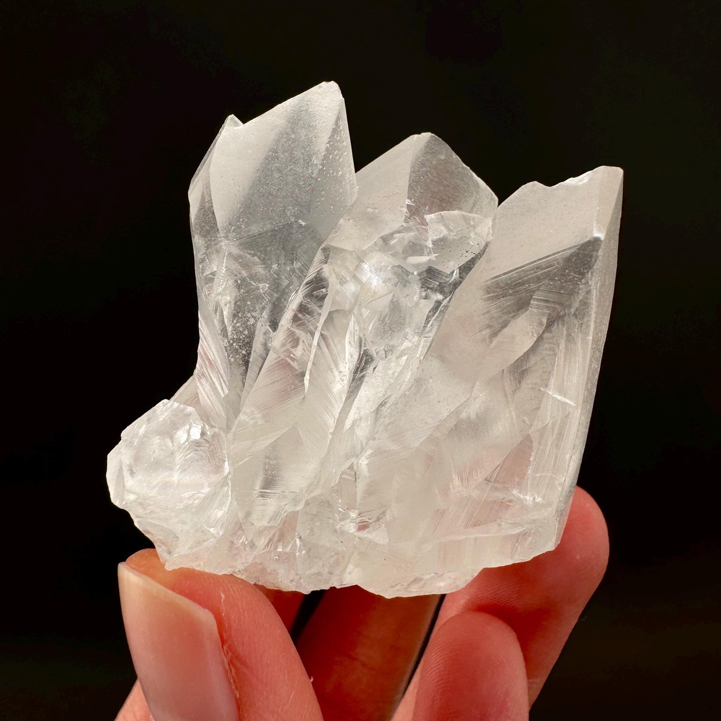 Ice Calcite | clear crystal cluster, raw natural mineral specimen