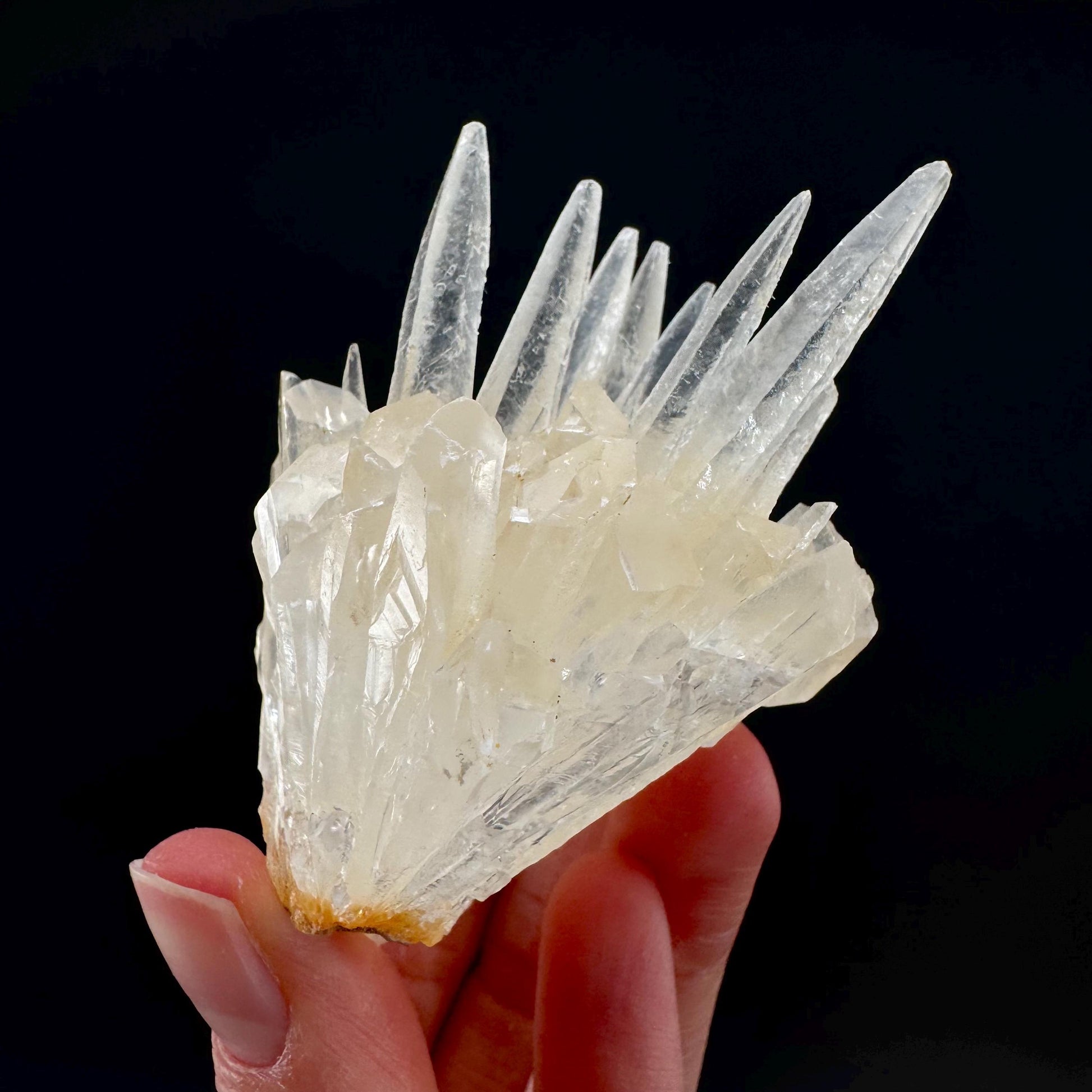 Hedgehog Calcite | clear Scalenohedral crystal cluster, raw natural mineral specimen