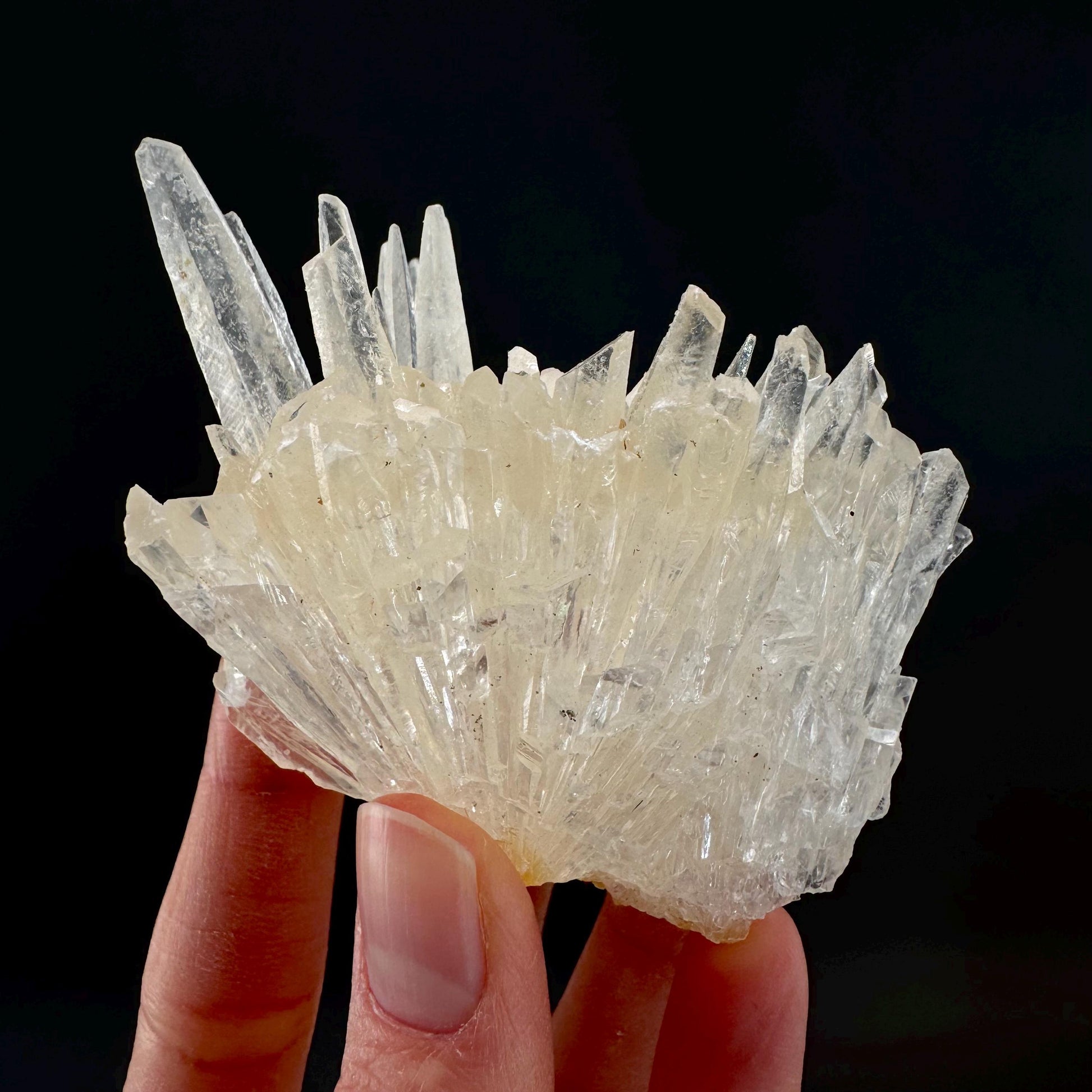 Hedgehog Calcite | clear Scalenohedral crystal cluster, raw natural mineral specimen