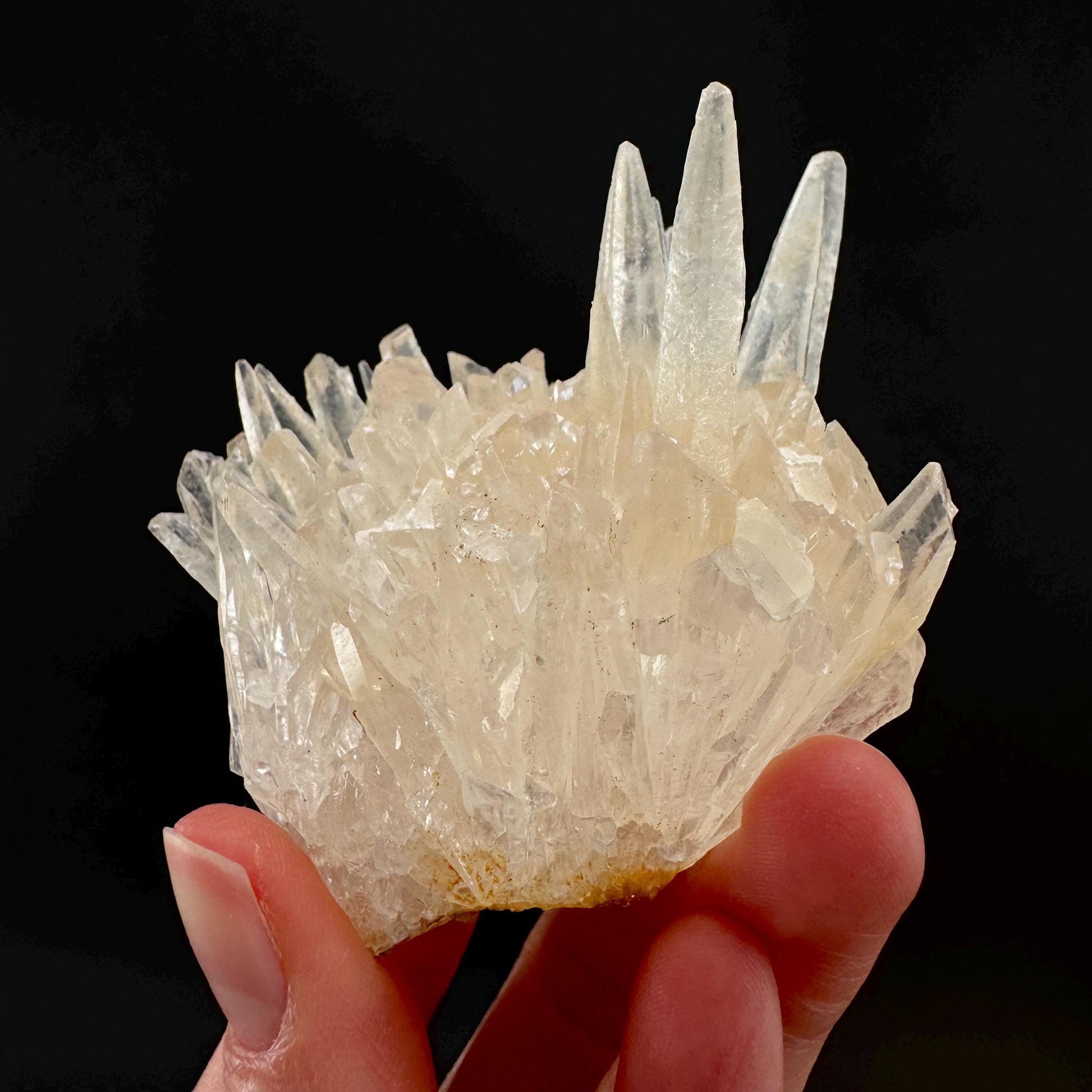 Hedgehog Calcite | clear Scalenohedral crystal cluster, raw natural mineral specimen