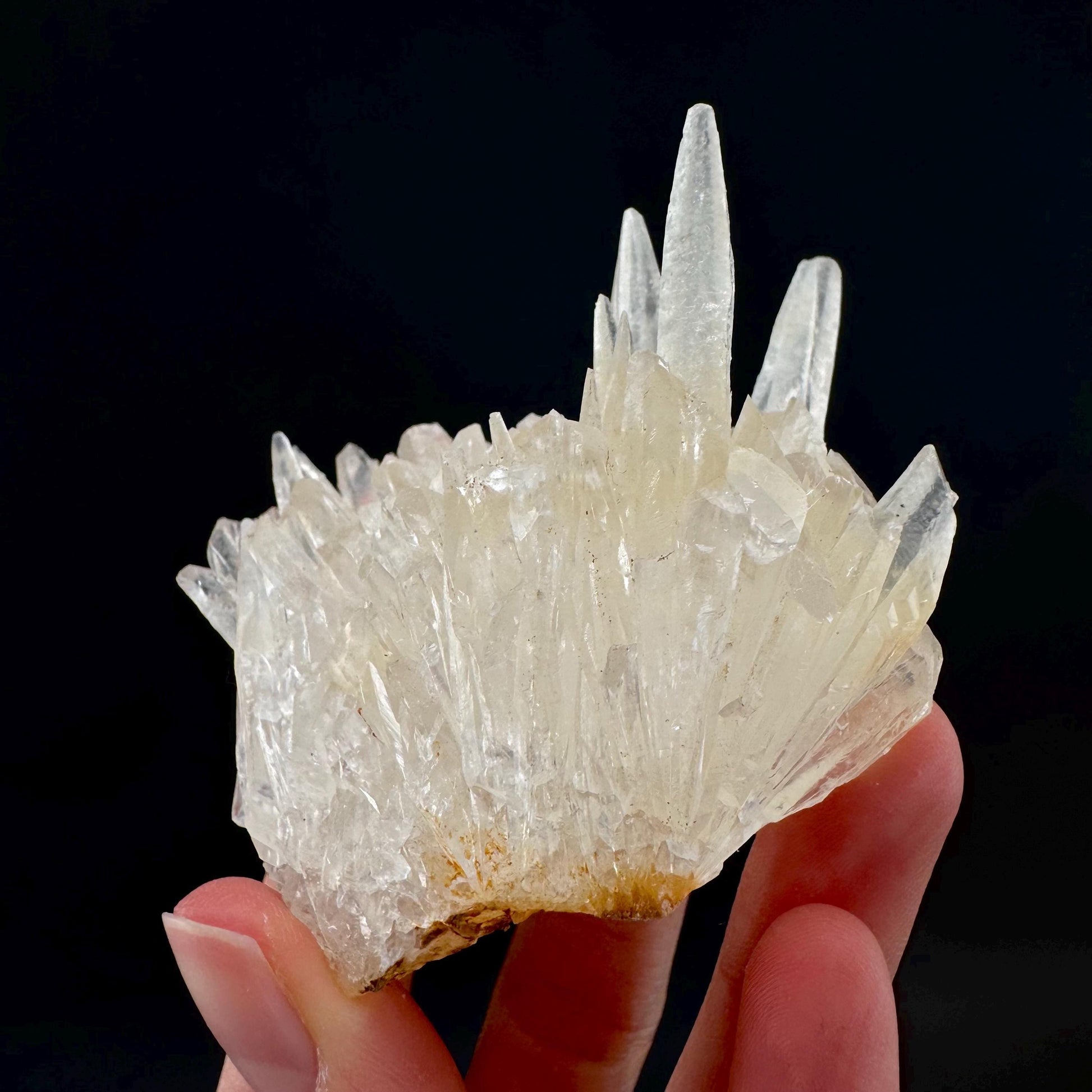 Hedgehog Calcite | clear Scalenohedral crystal cluster, raw natural mineral specimen