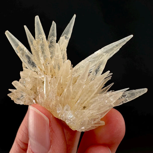 Hedgehog Calcite | clear Scalenohedral crystal cluster, raw natural mineral specimen