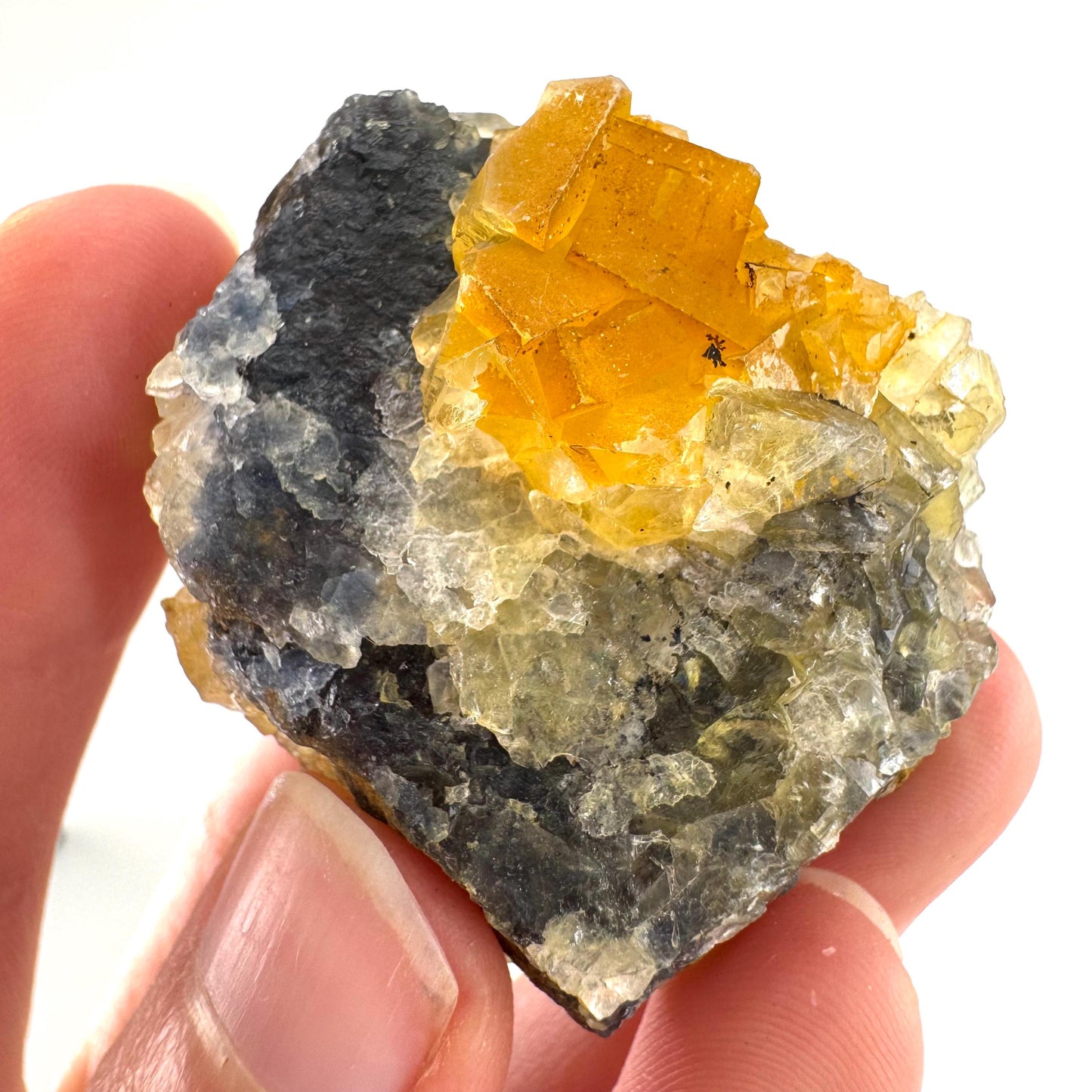 Okorusu Fluorite | “Honey Pocket” yellow crystal cluster, mineral specimen from Namibia