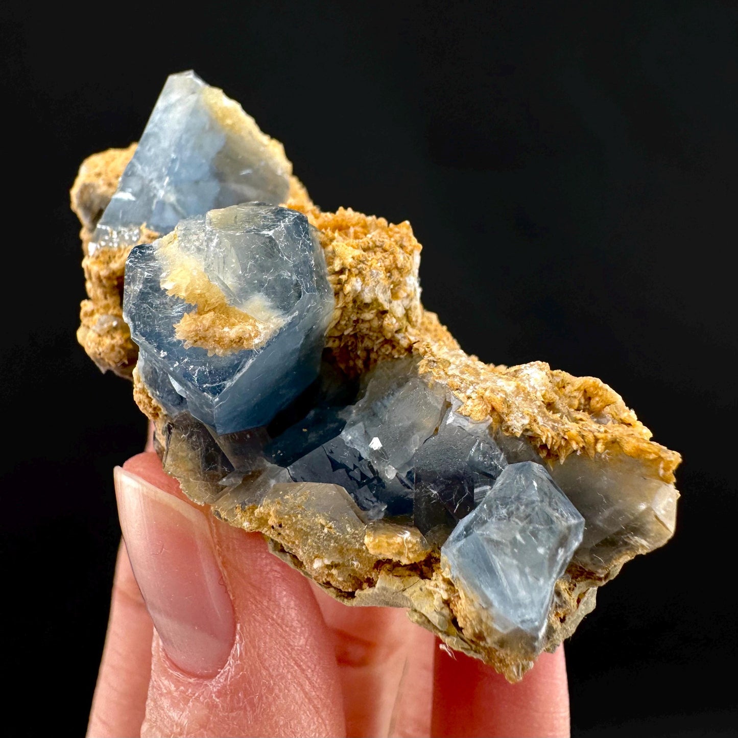 Celestite on Calcite | raw blue celestine crystal cluster, natural mineral specimen