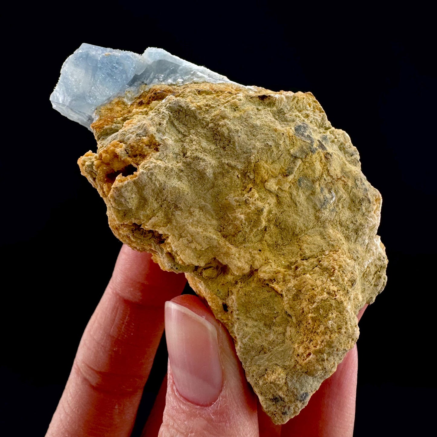 Celestite on Calcite | raw blue celestine crystal cluster, natural mineral specimen