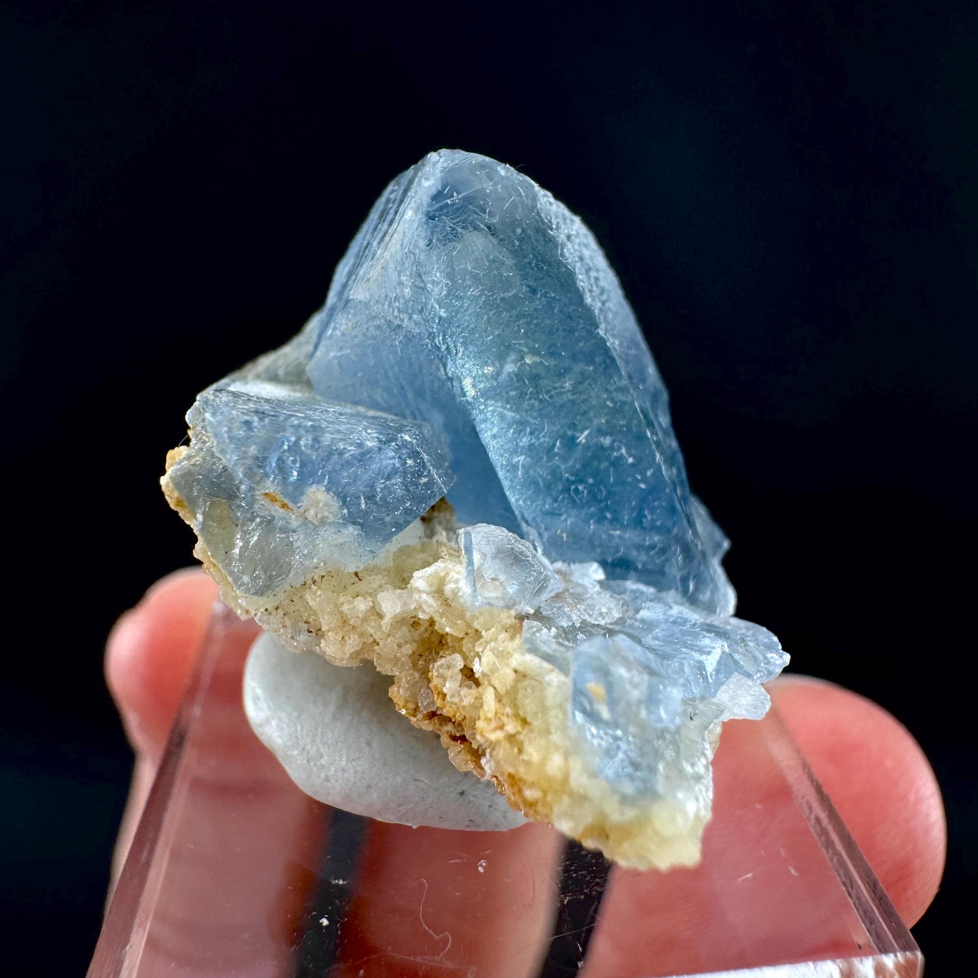 Celestite on Calcite | raw blue celestine crystal cluster, natural mineral specimen